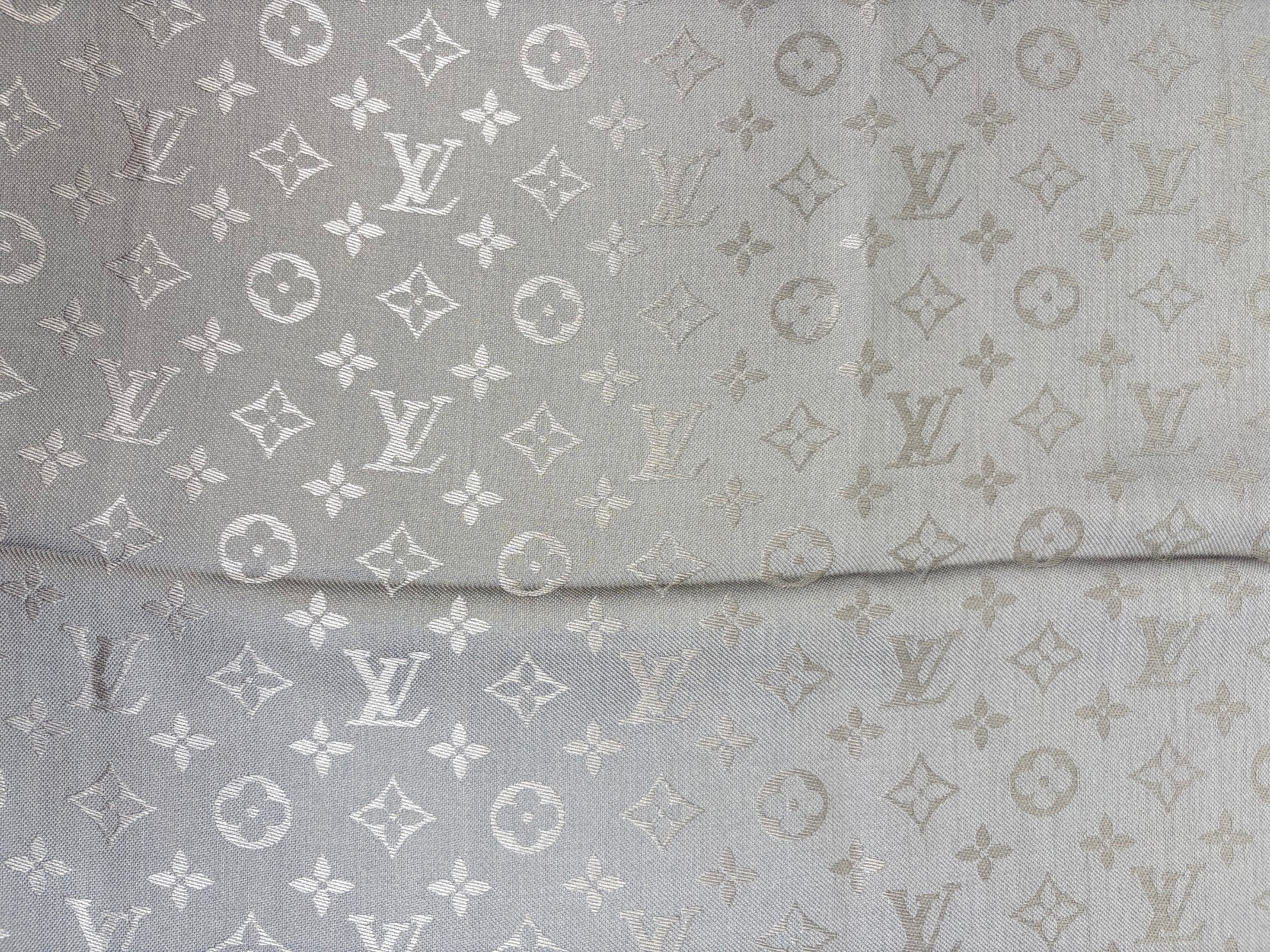 louis Vuitton light brown monogram classic silk wool shawl
