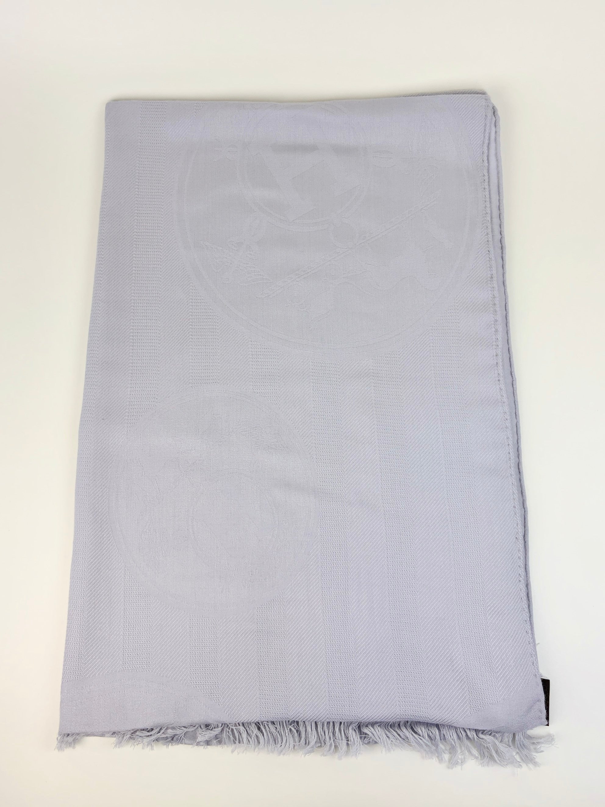 HERMES gris nauge new libris stole silk cashmere shawl