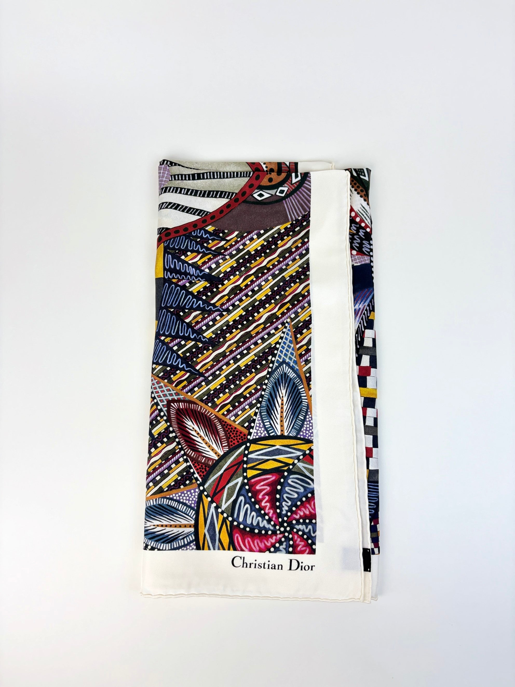 Christian Dior Multicolor butterfly geometric patten silk