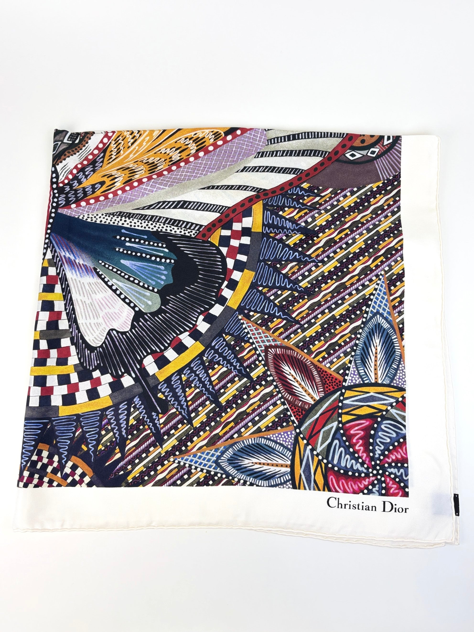 Christian Dior Multicolor butterfly geometric patten silk