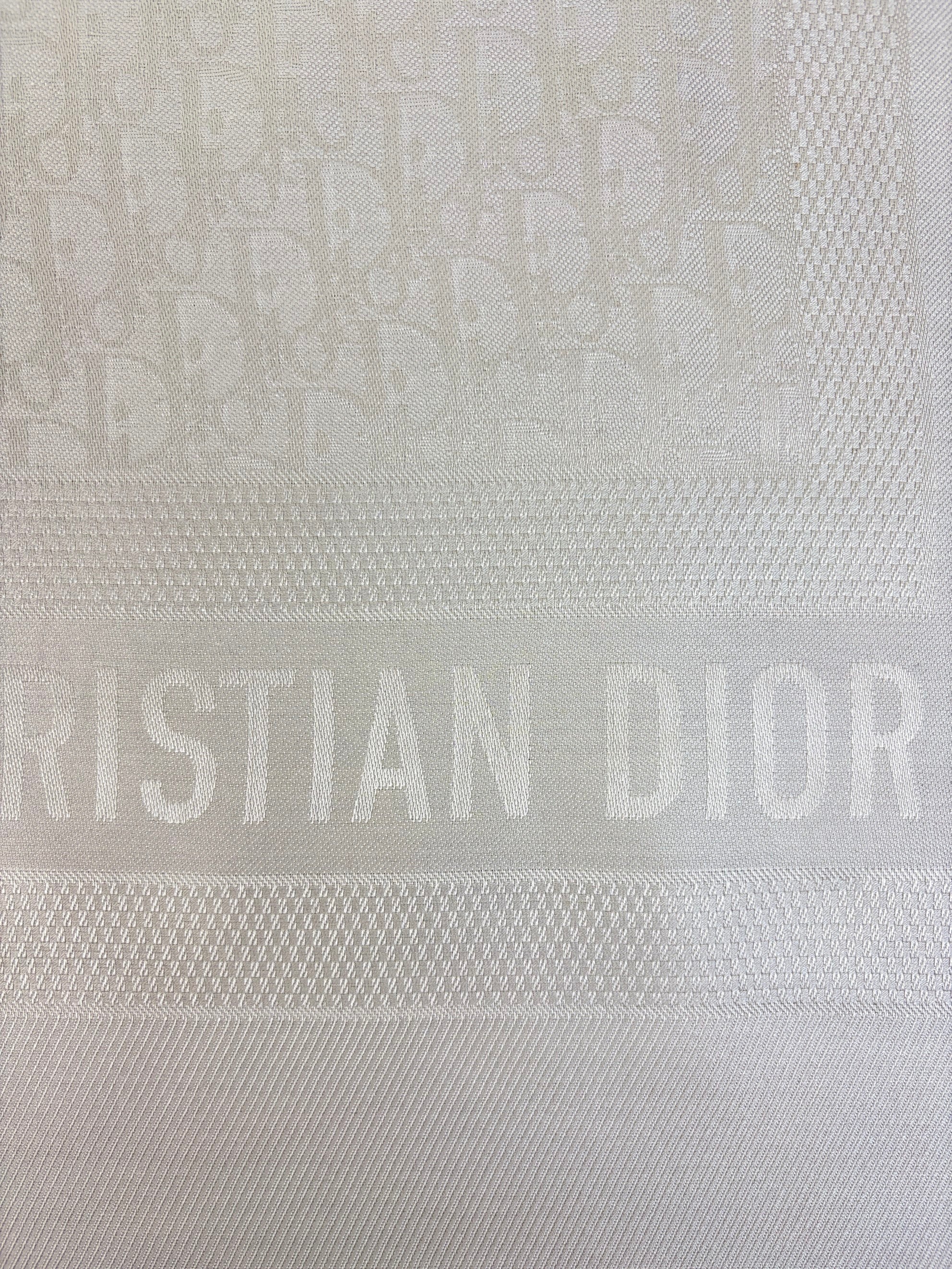 DIOR grayish oblique jacquard silk and wool shawl