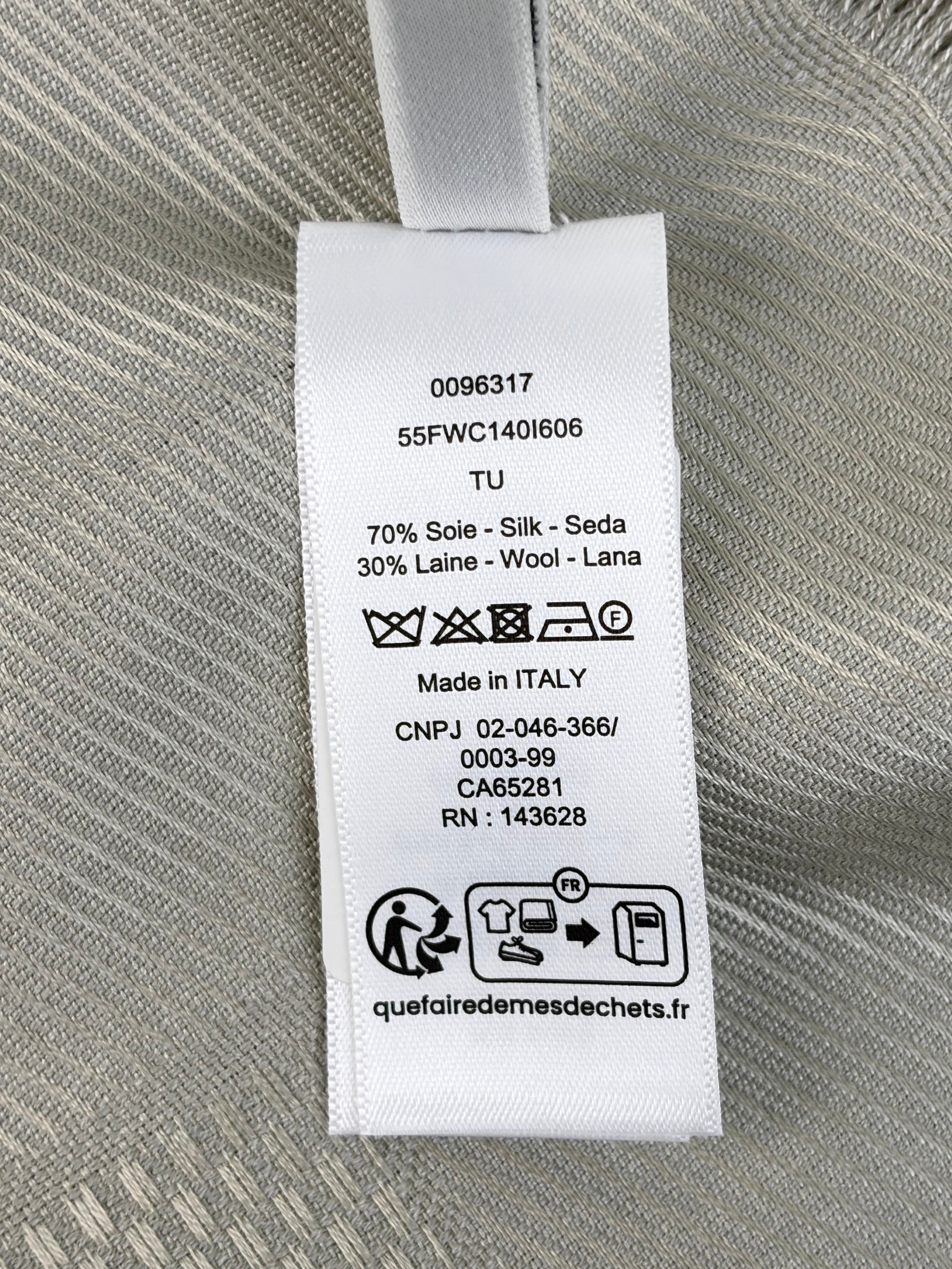 DIOR grayish oblique jacquard silk and wool shawl