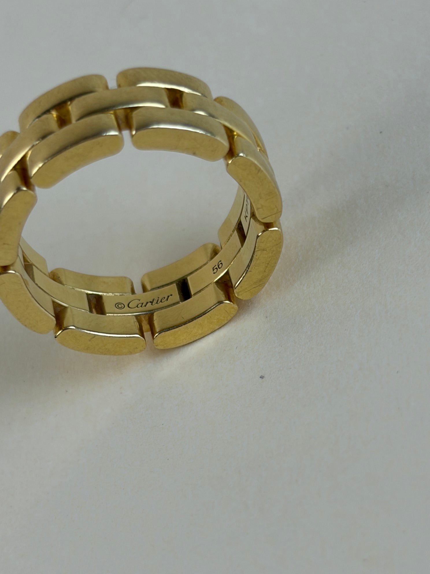 Cartier 18K Yellow Gold Maillon Panthere Triple Row Ring 56