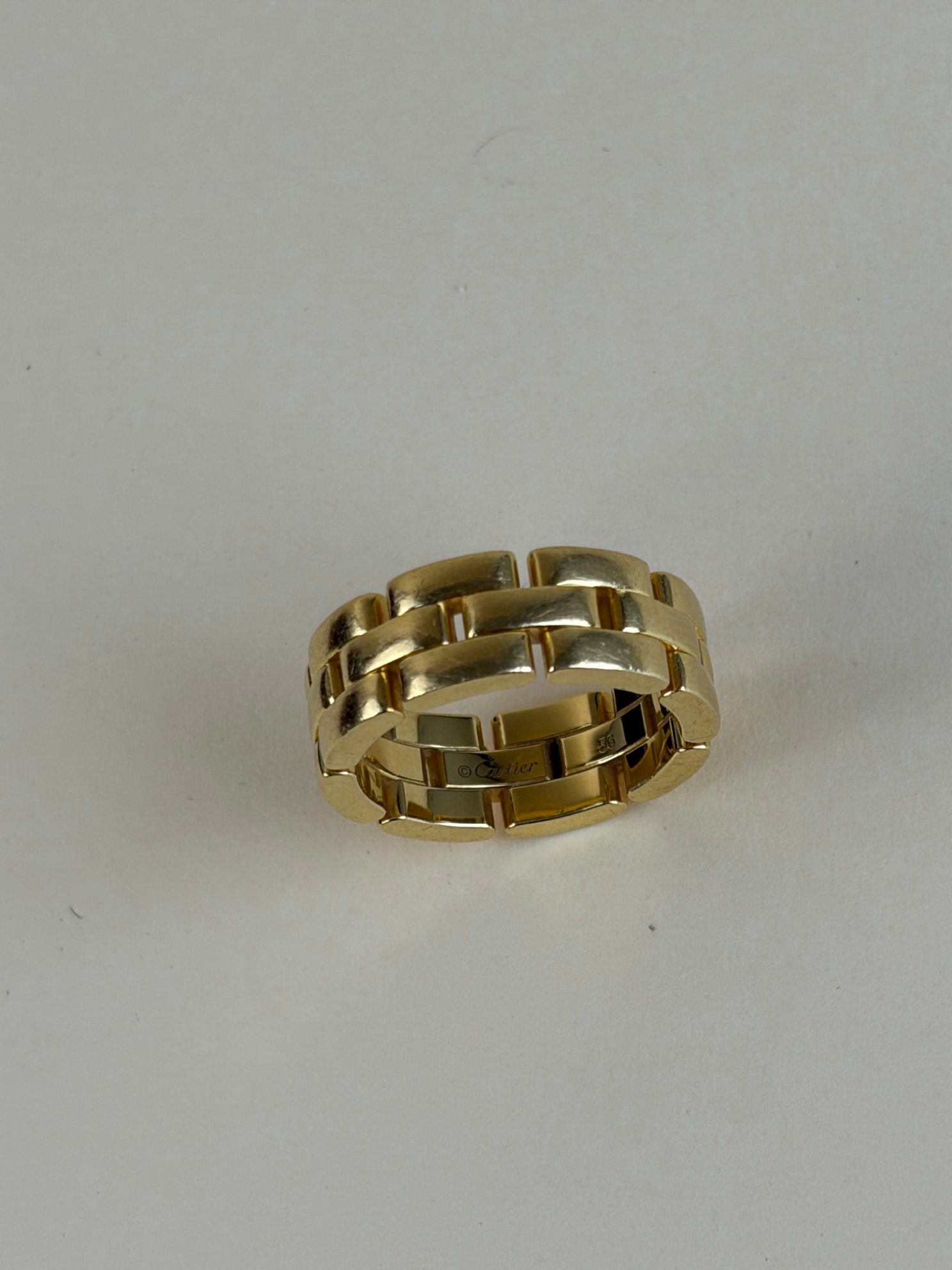 Cartier 18K Yellow Gold Maillon Panthere Triple Row Ring 56