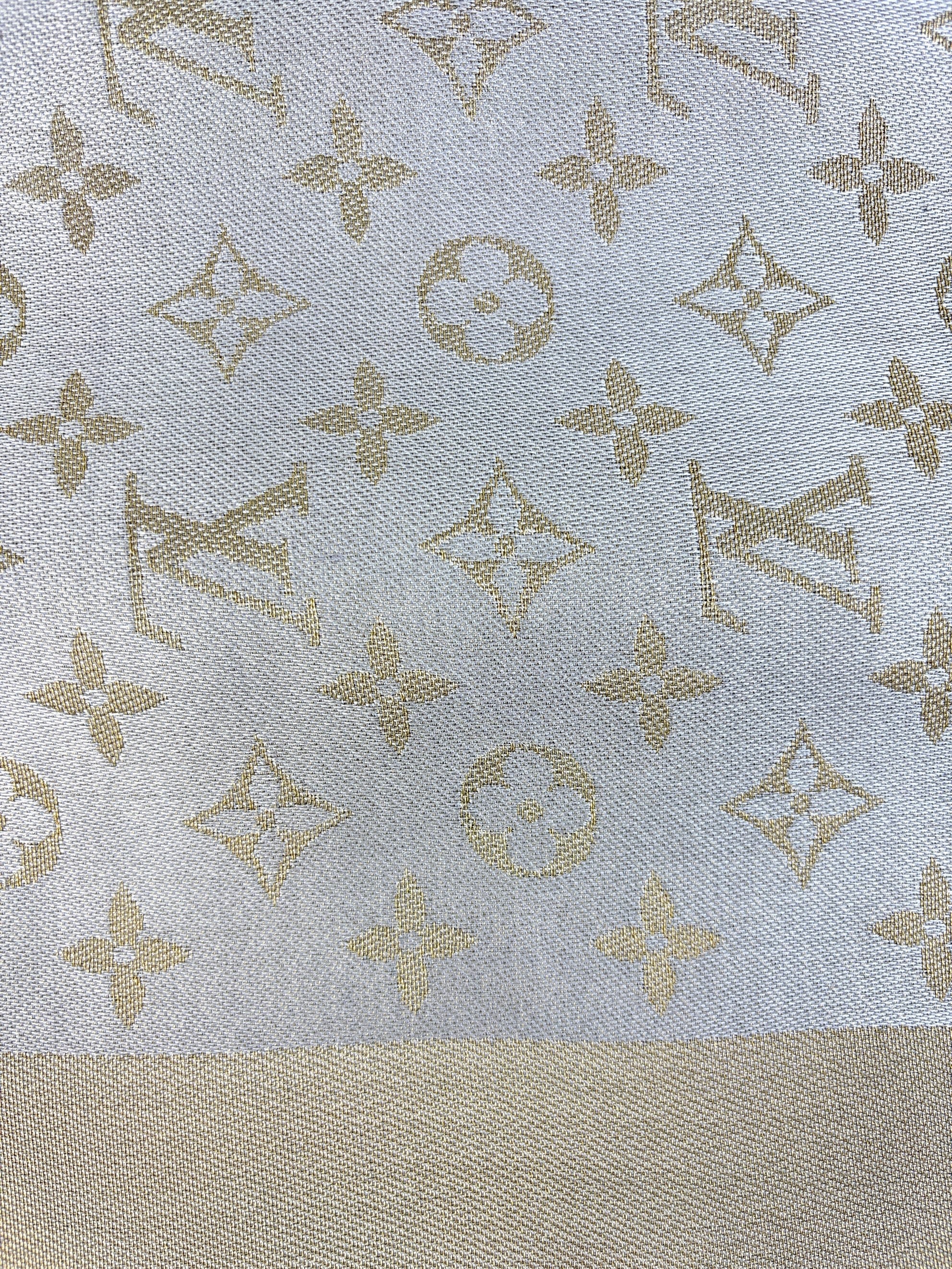 louis Vuitton grey monogram shine silk wool shawl