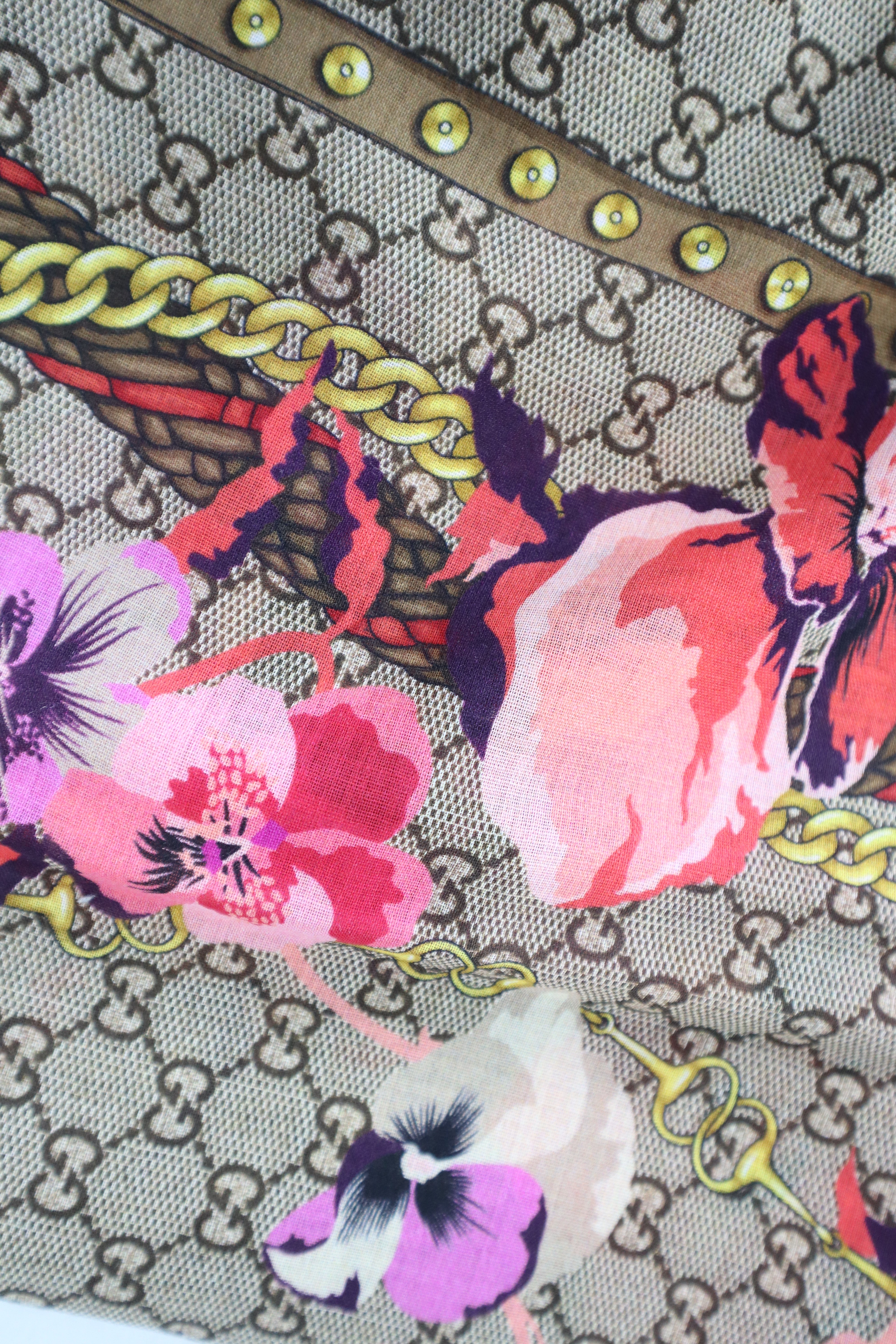 Gucci Tricolor GG Floral Scarf