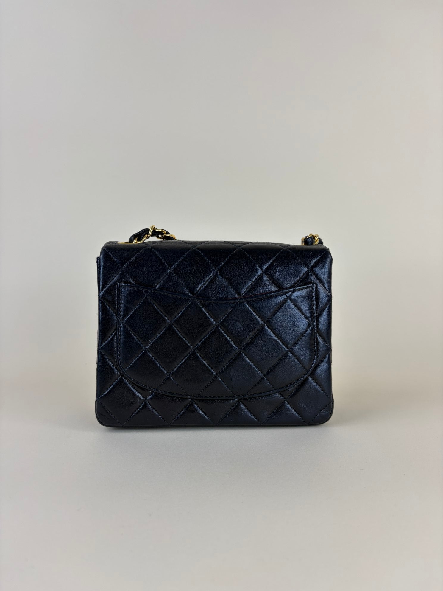 Chanel Black mini square flap with 24k classic flap lambskin