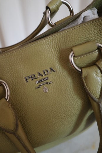 Prada Green Vitello Daino Tote Bag