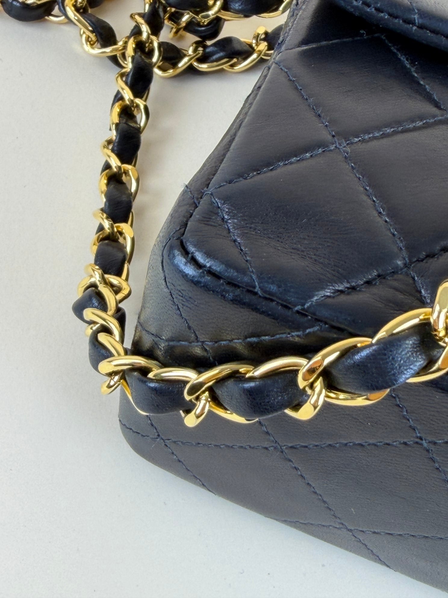 Chanel Black mini square flap with 24k classic flap lambskin