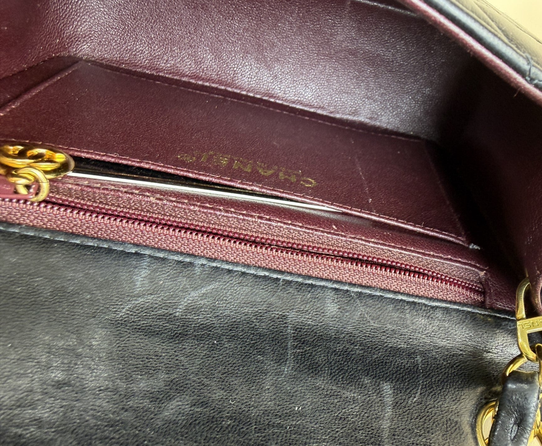 Chanel Black mini square flap with 24k classic flap lambskin