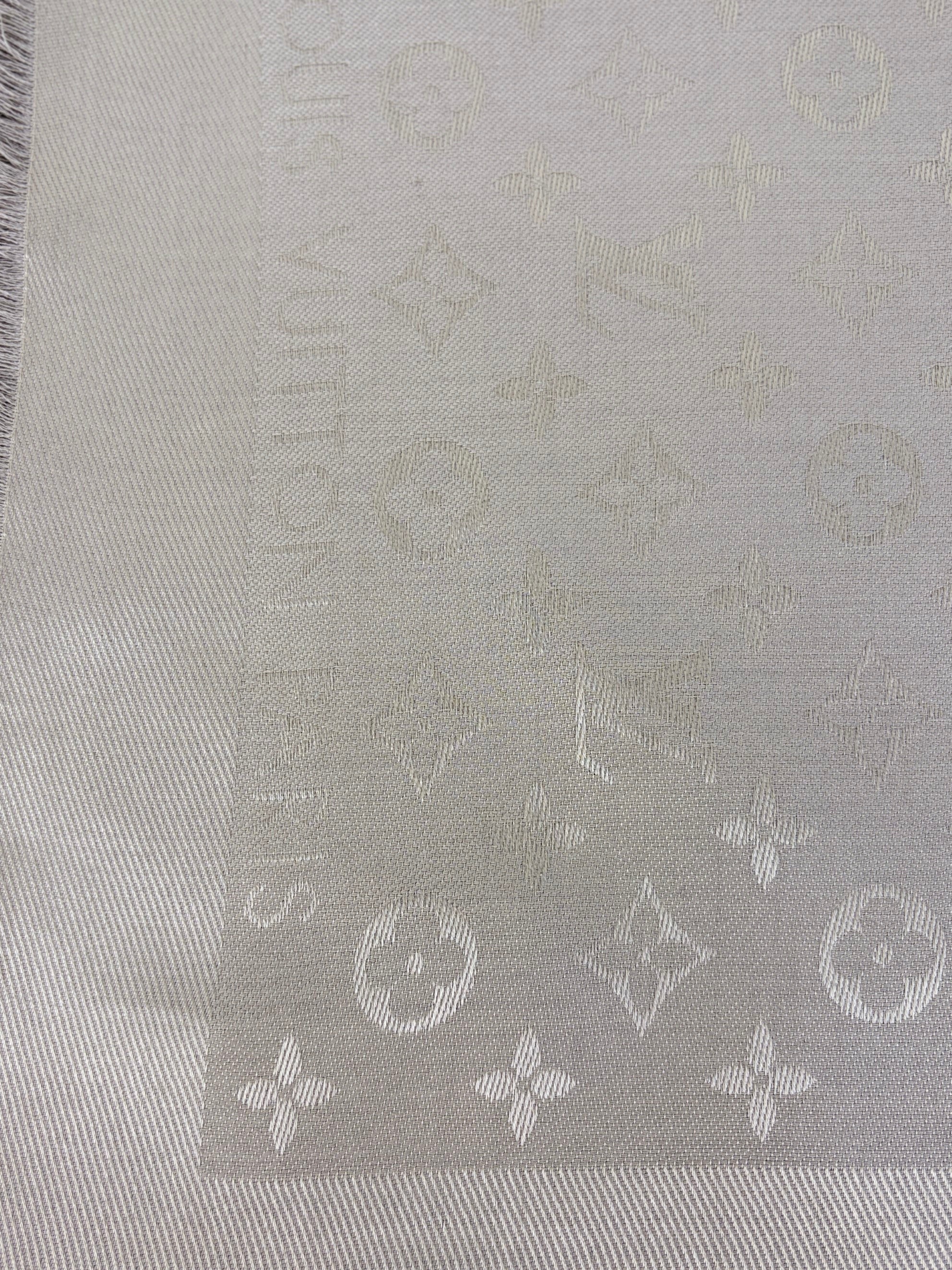 louis Vuitton grey monogram silk wool classic shawl