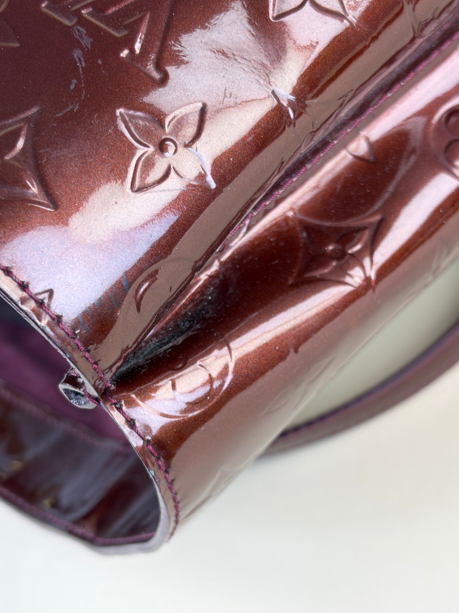 Louis Vuitton Wilshire monogram vernis burgundy GM