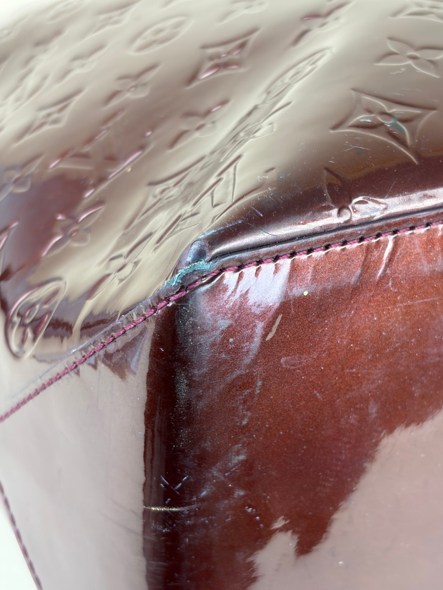 Louis Vuitton Wilshire monogram vernis burgundy GM