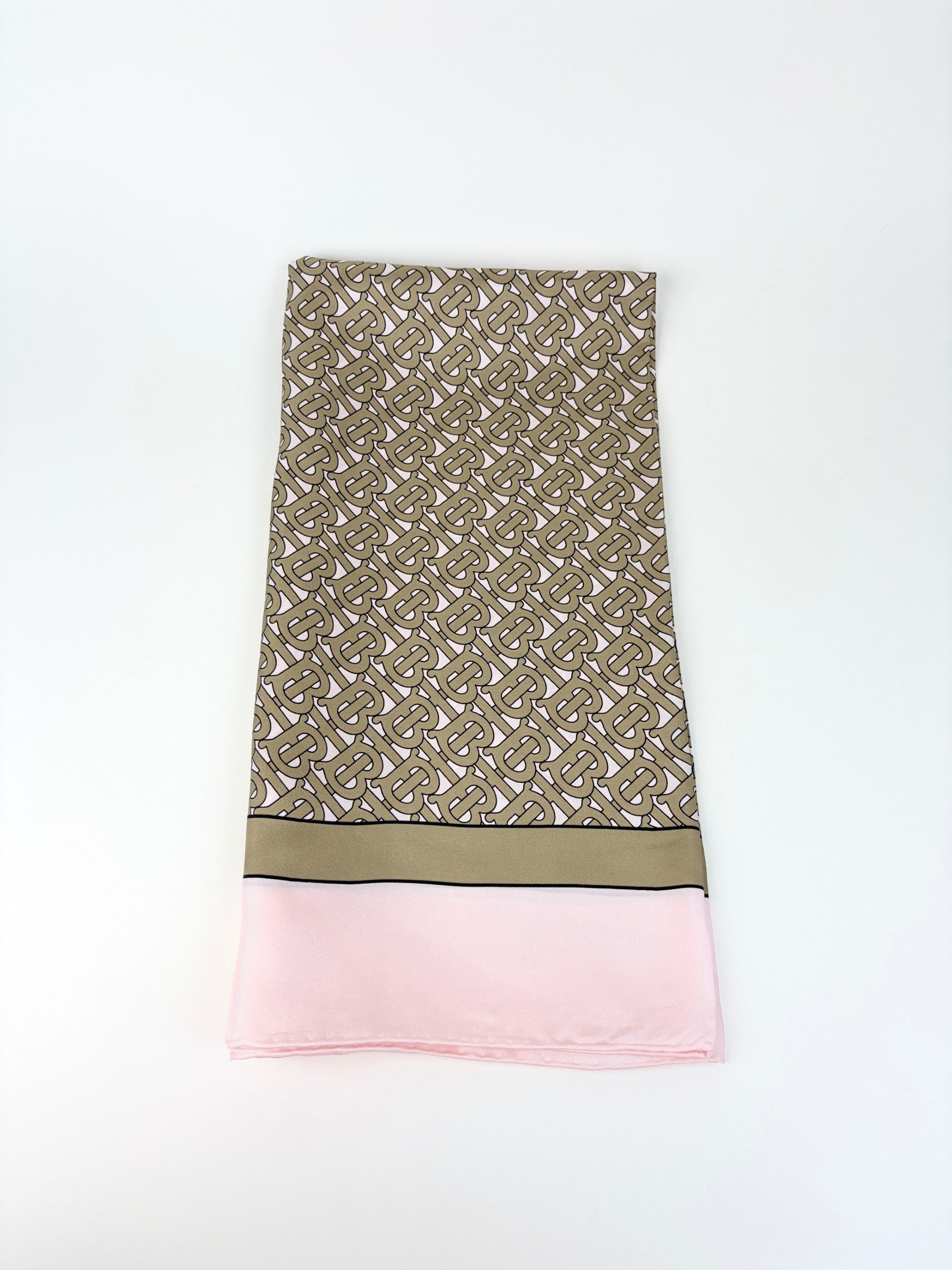 Burberry PINK/BEIGE TB MONOGRAM print silk square scarf