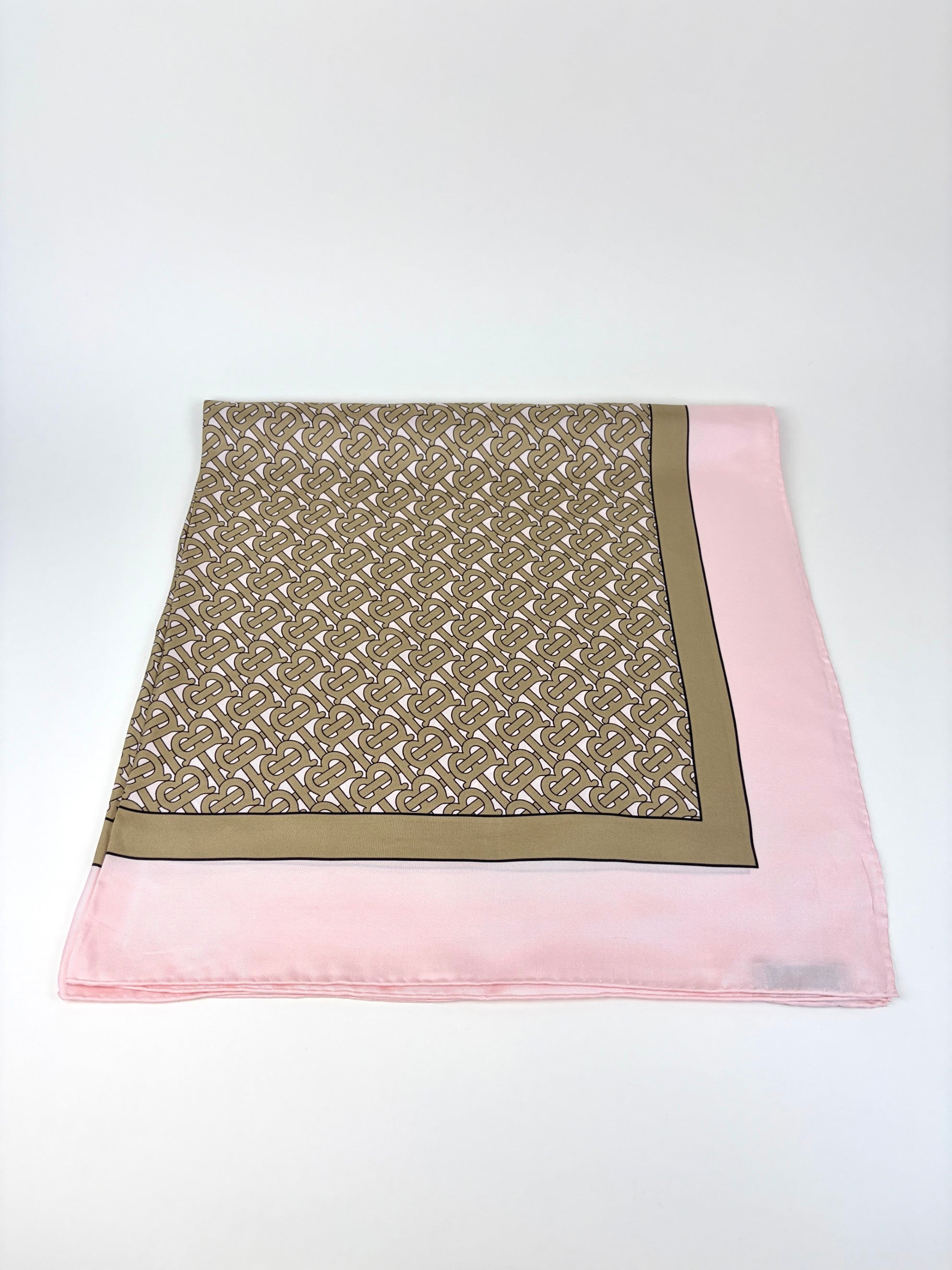 Burberry PINK/BEIGE TB MONOGRAM print silk square scarf