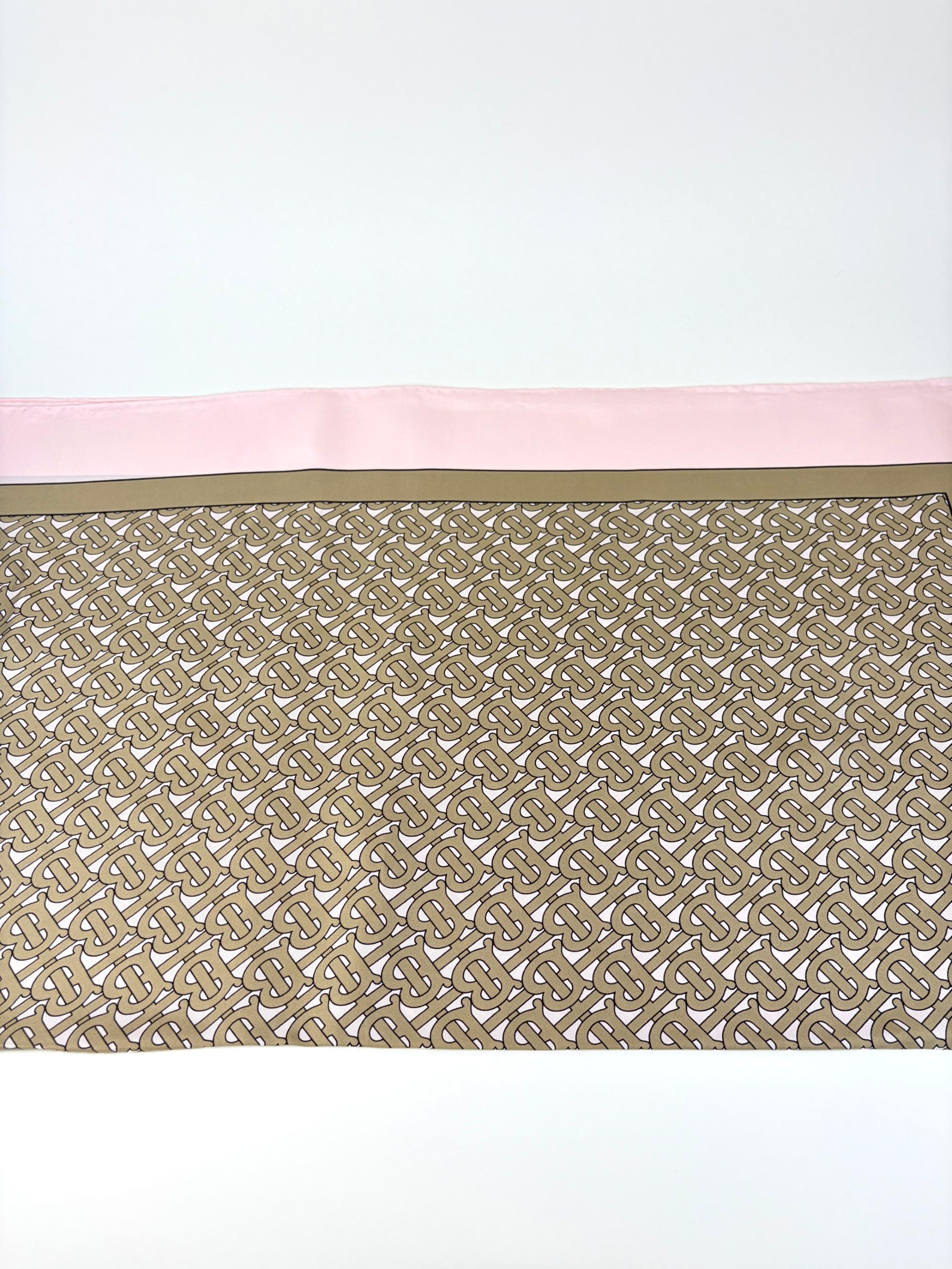 Burberry PINK/BEIGE TB MONOGRAM print silk square scarf