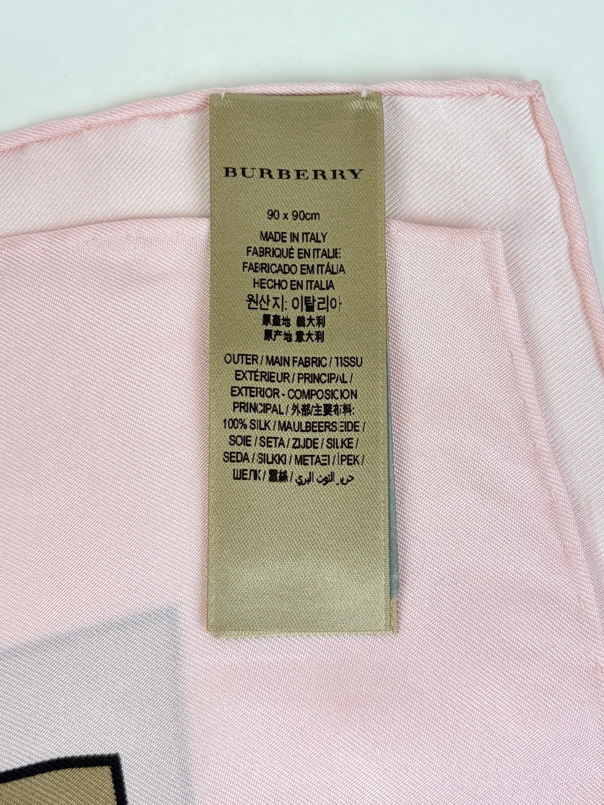 Burberry PINK/BEIGE TB MONOGRAM print silk square scarf