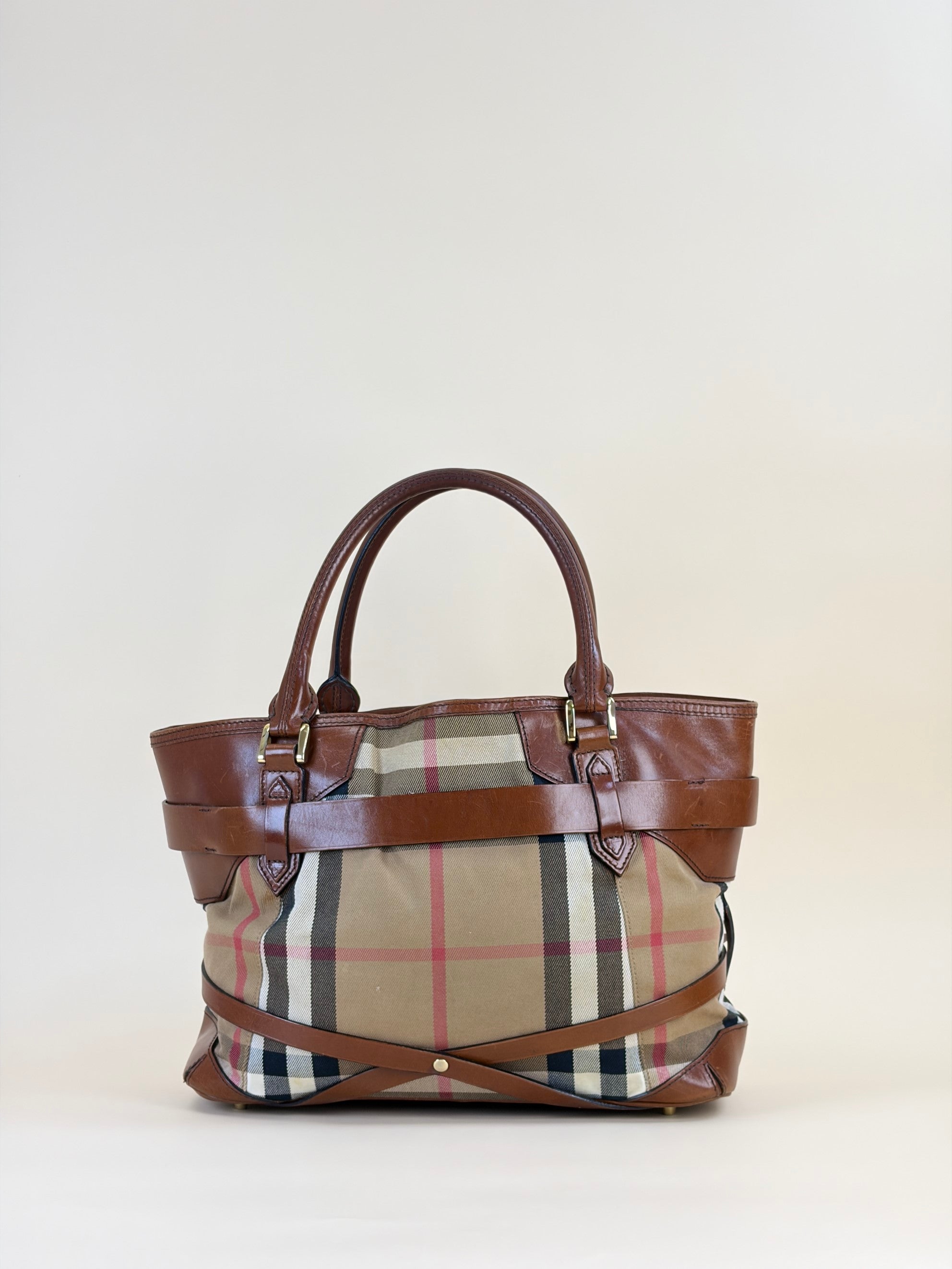 Burberry Brown Lynher Medium House Check Tote Bag