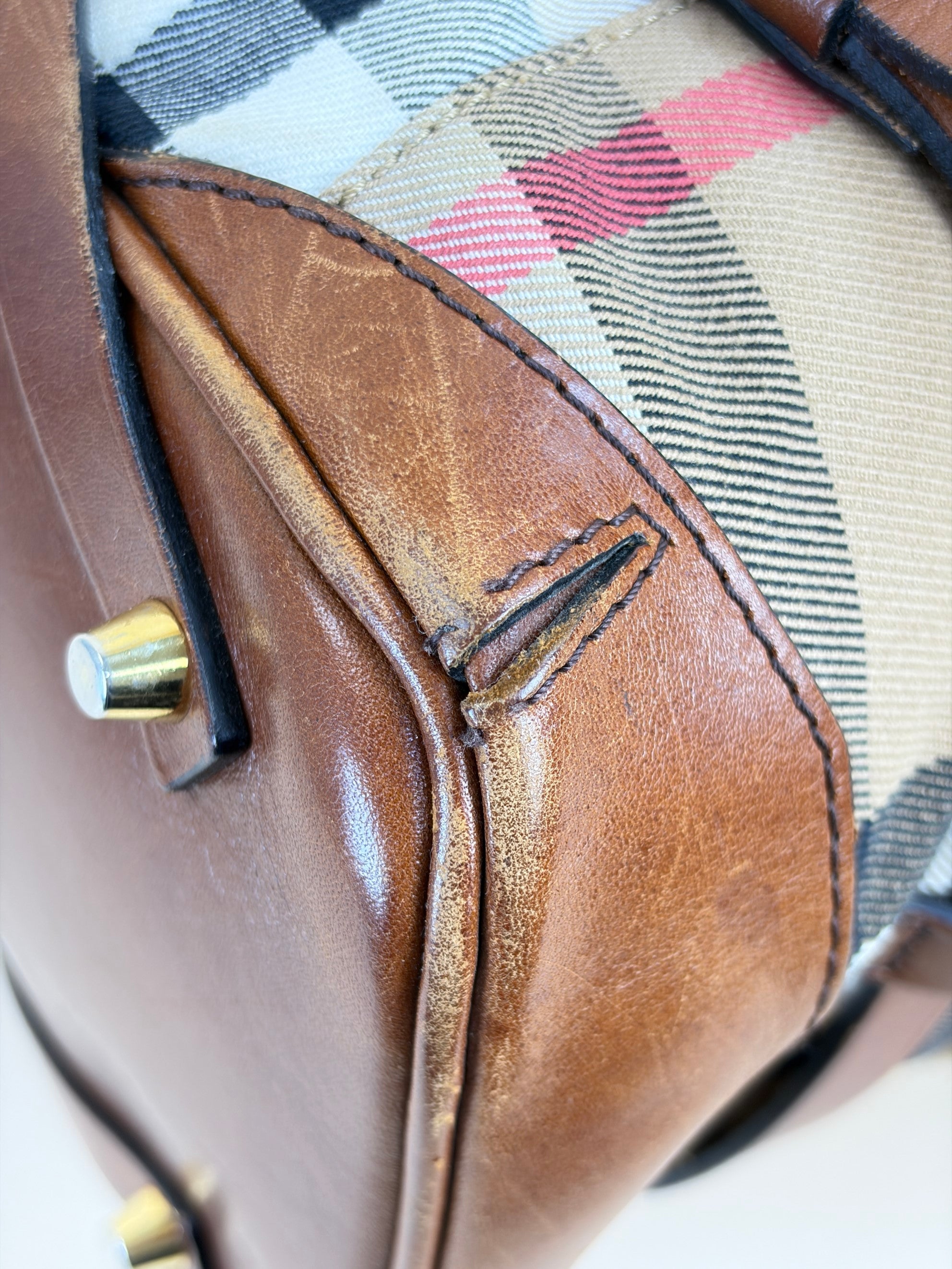 Burberry Brown Lynher Medium House Check Tote Bag
