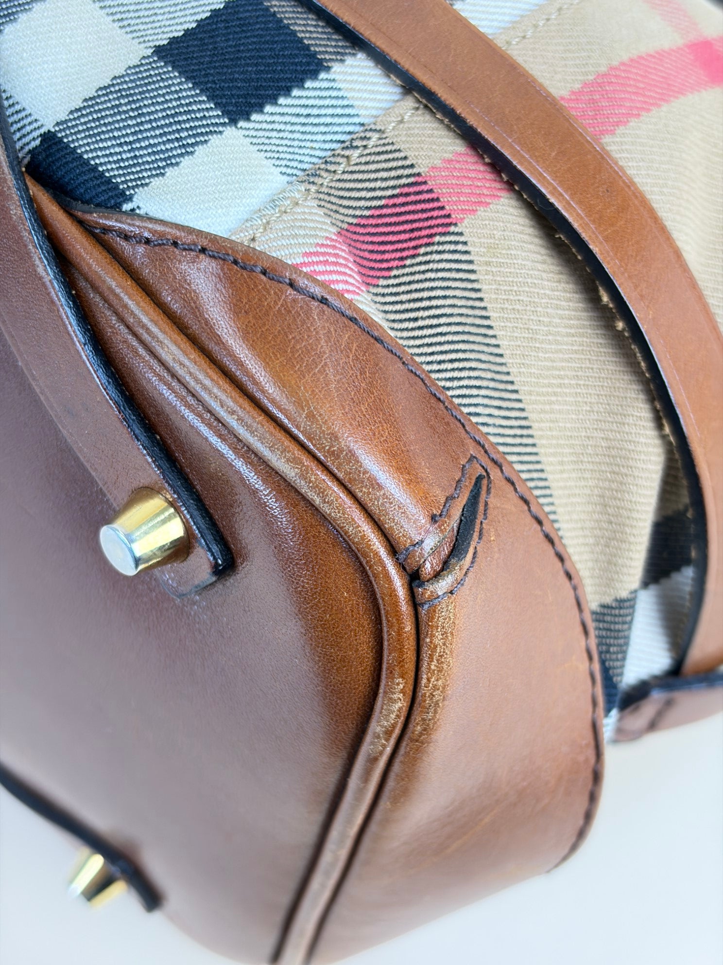 Burberry Brown Lynher Medium House Check Tote Bag
