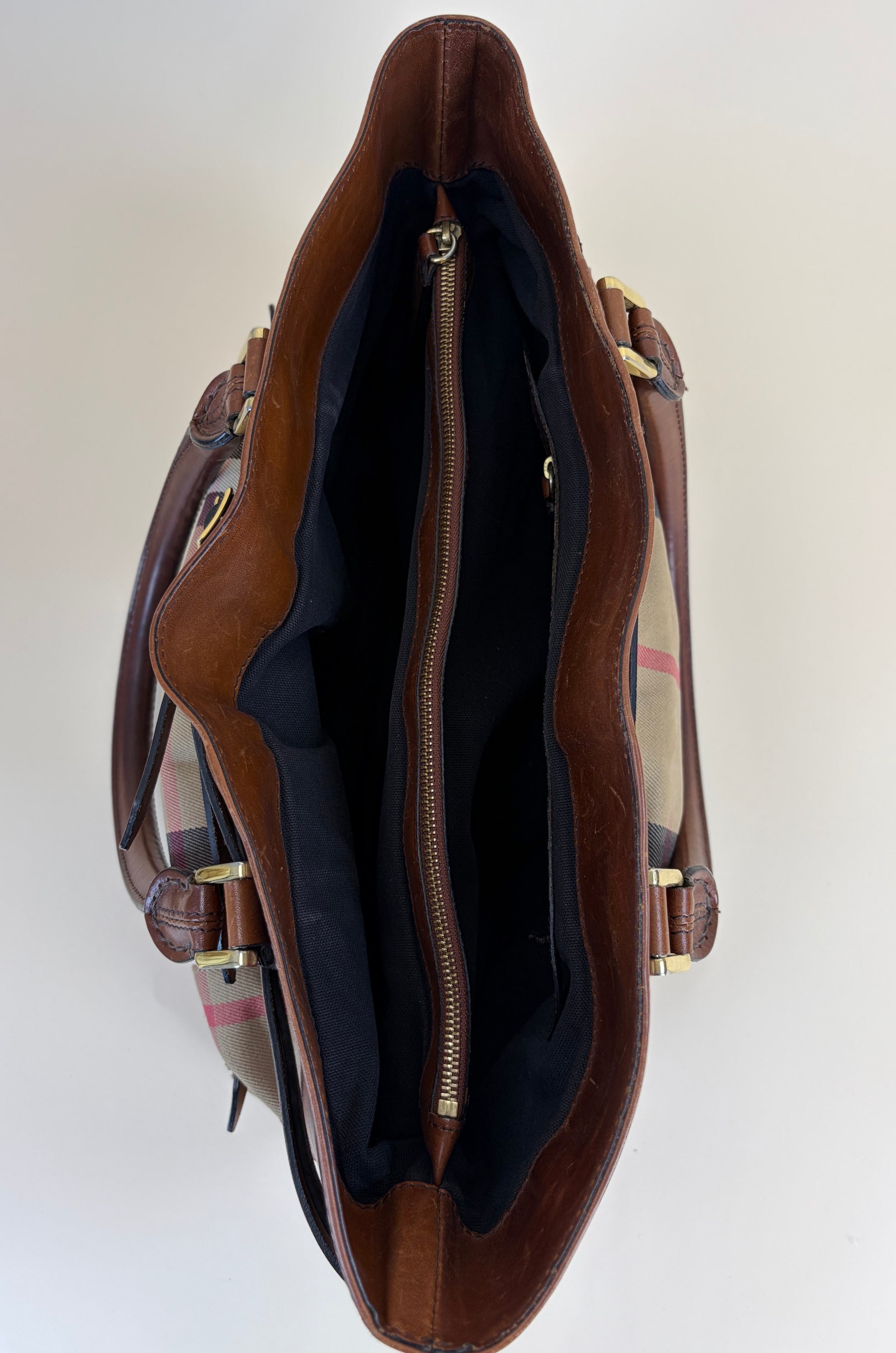 Burberry Brown Lynher Medium House Check Tote Bag