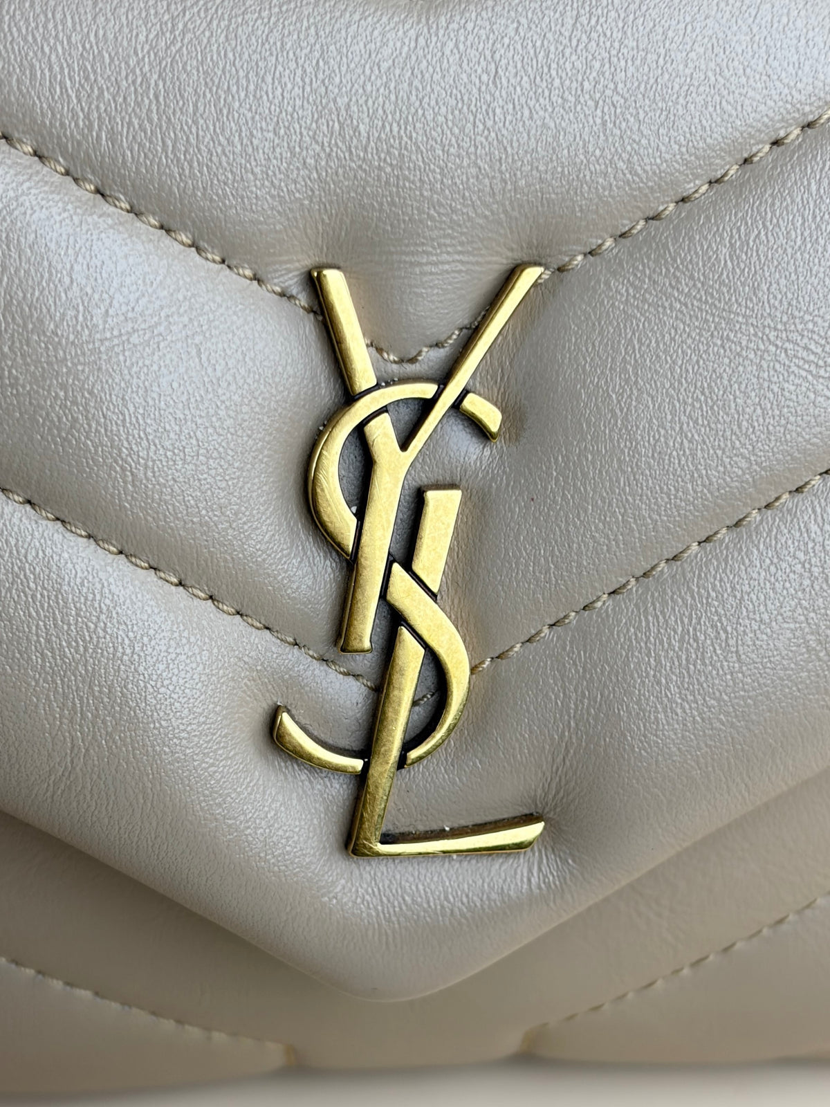 YSL dark beige quilted leather Loulou toy crossbody bag
