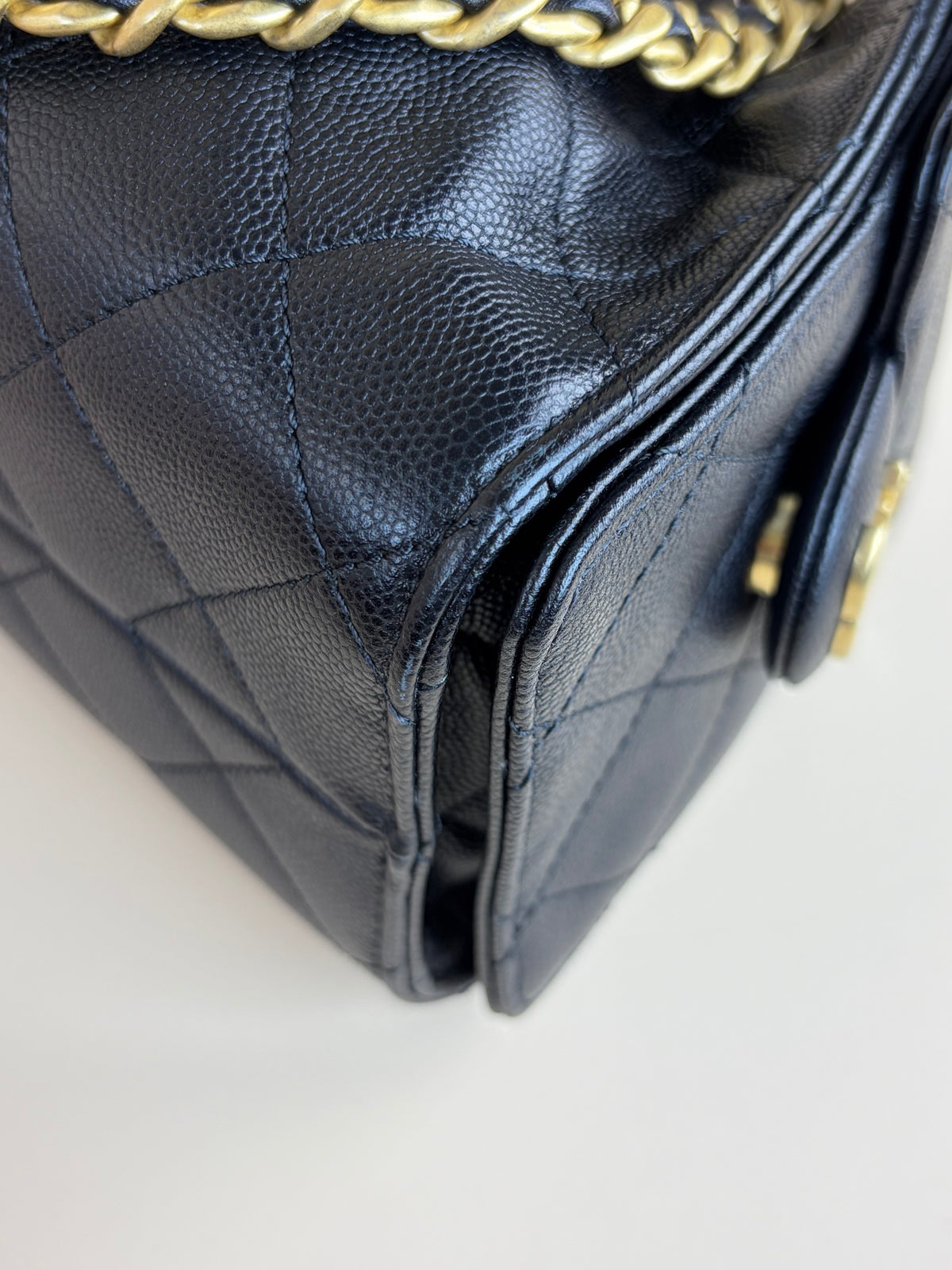 Chanel black caviar leather CC Chanel 25 Mini Handbag