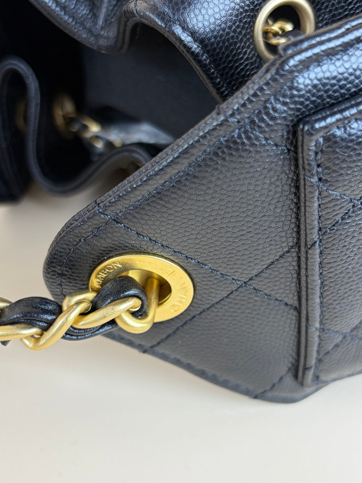 Chanel black caviar leather CC Chanel 25 Mini Handbag