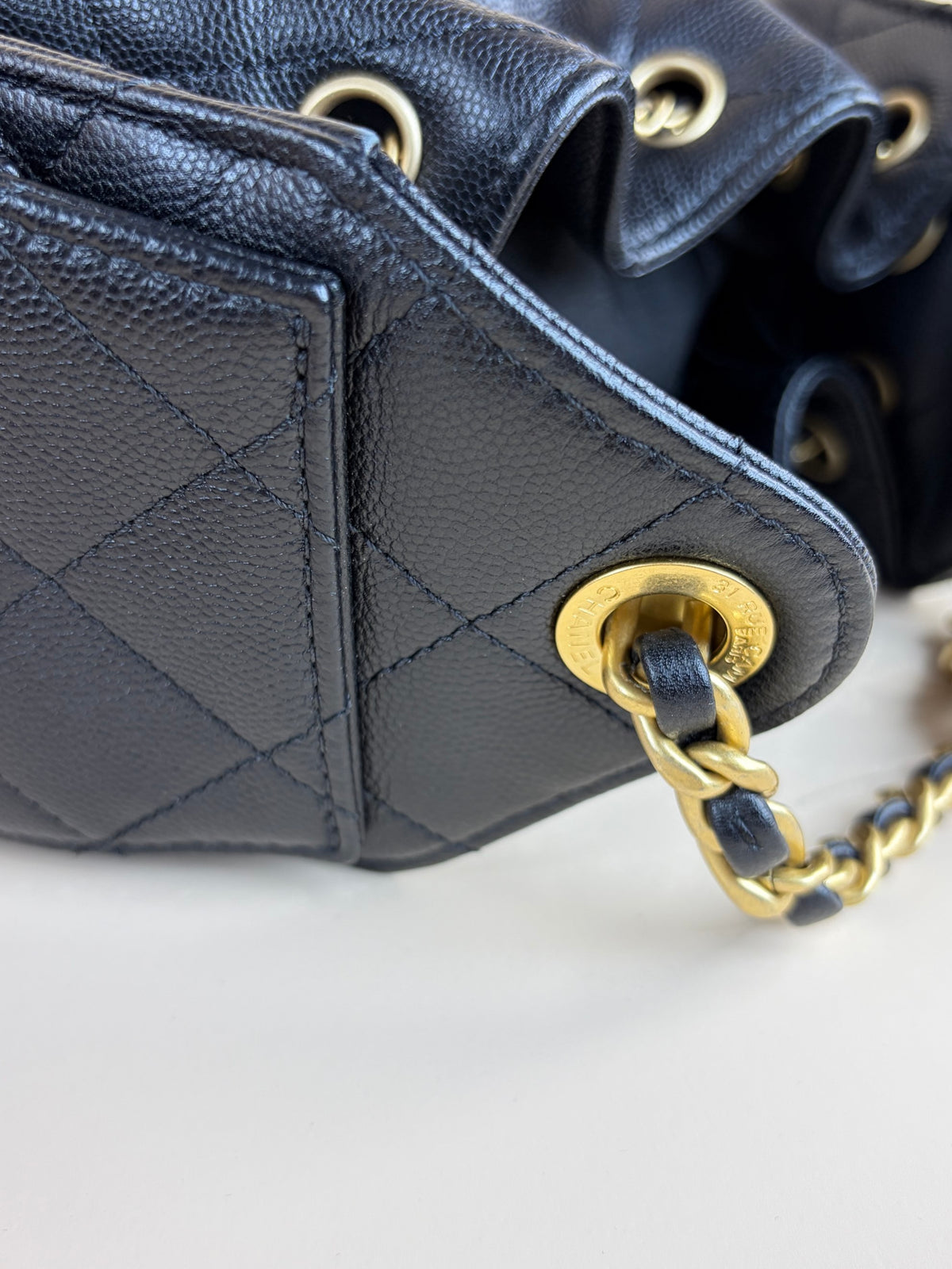 Chanel black caviar leather CC Chanel 25 Mini Handbag