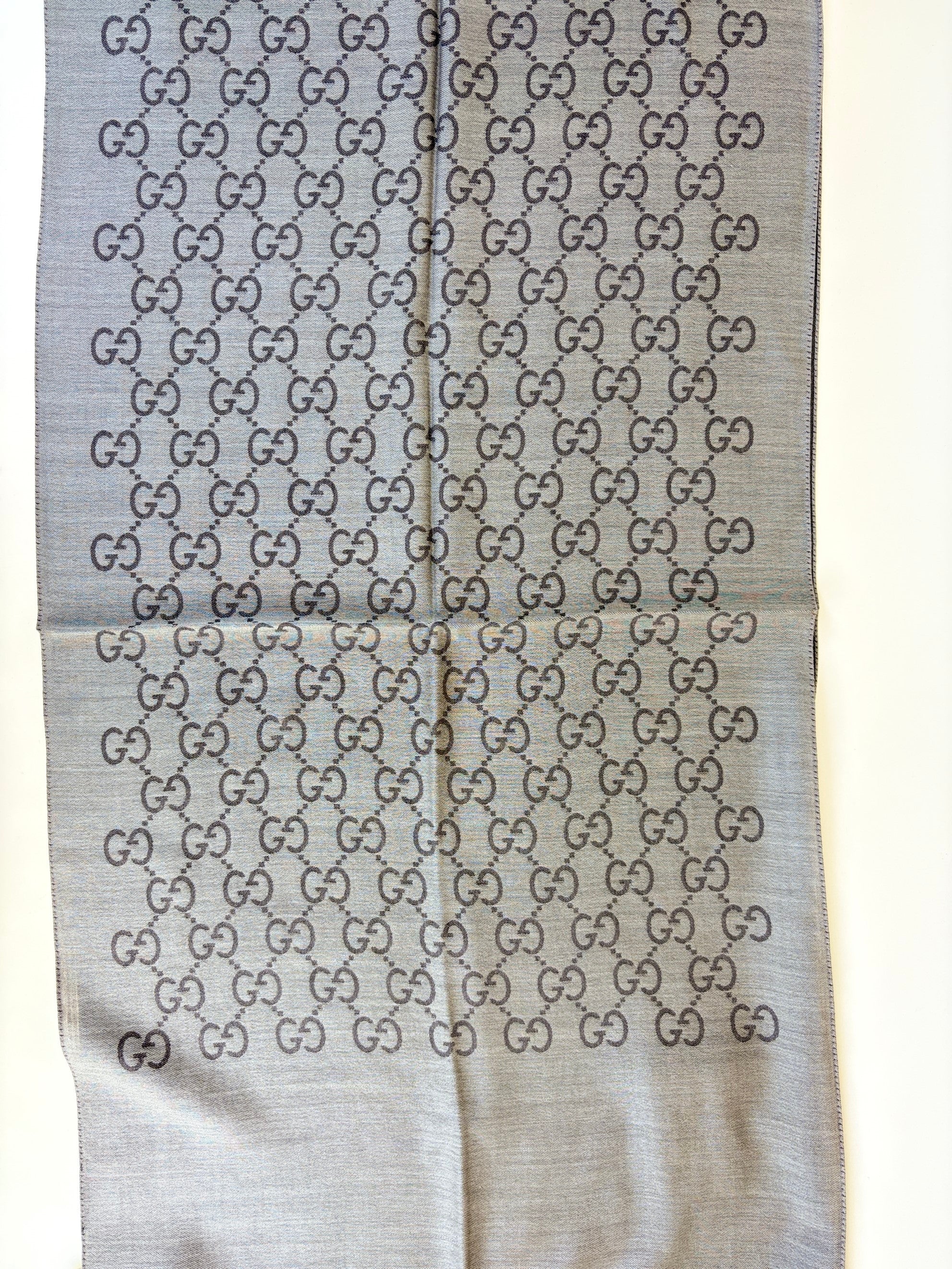 Gucci Brown GG Monogram Silk Scarf