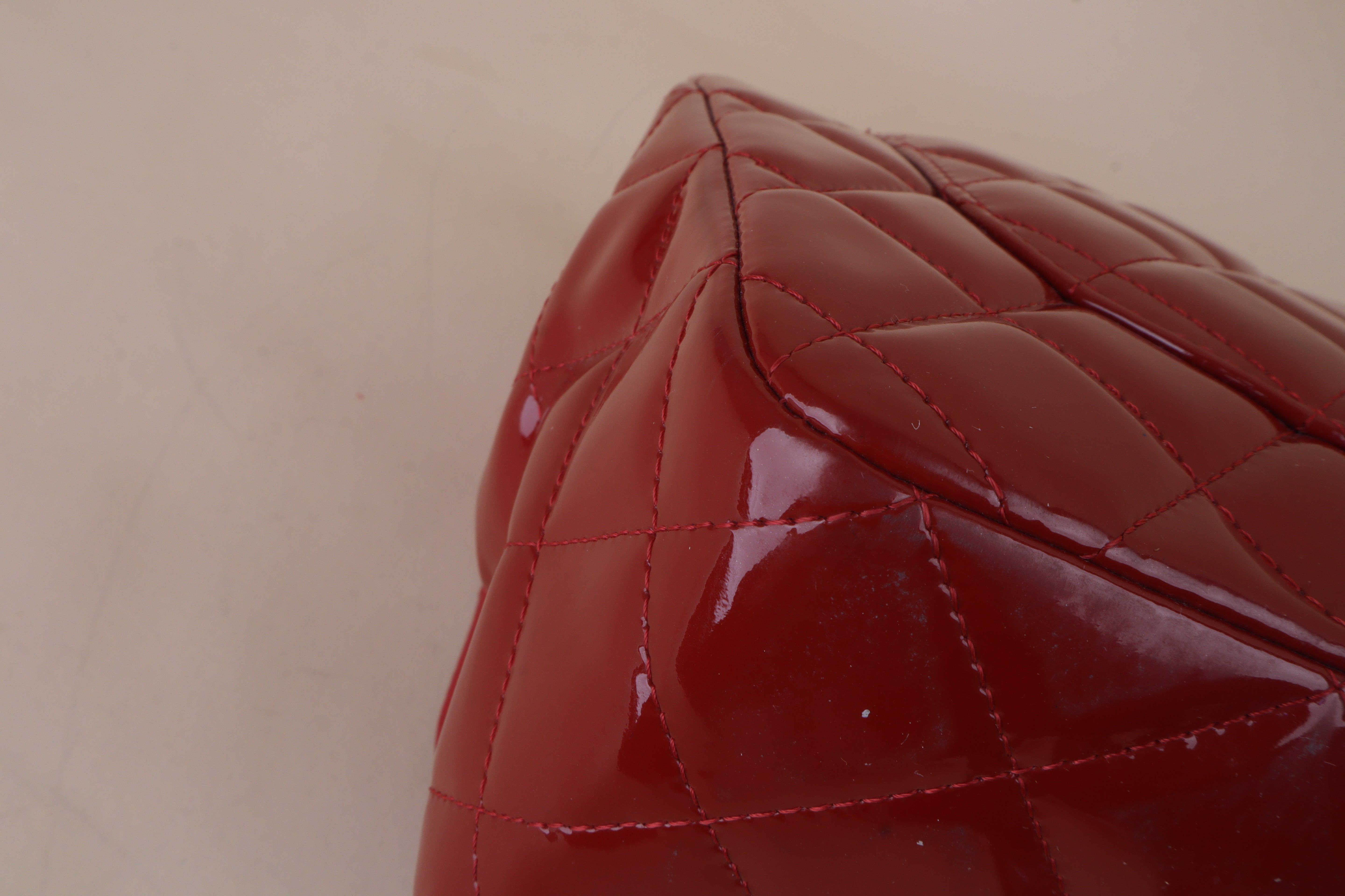 Chanel Baby red Jumbo Quilted Classic Double Flap Bag