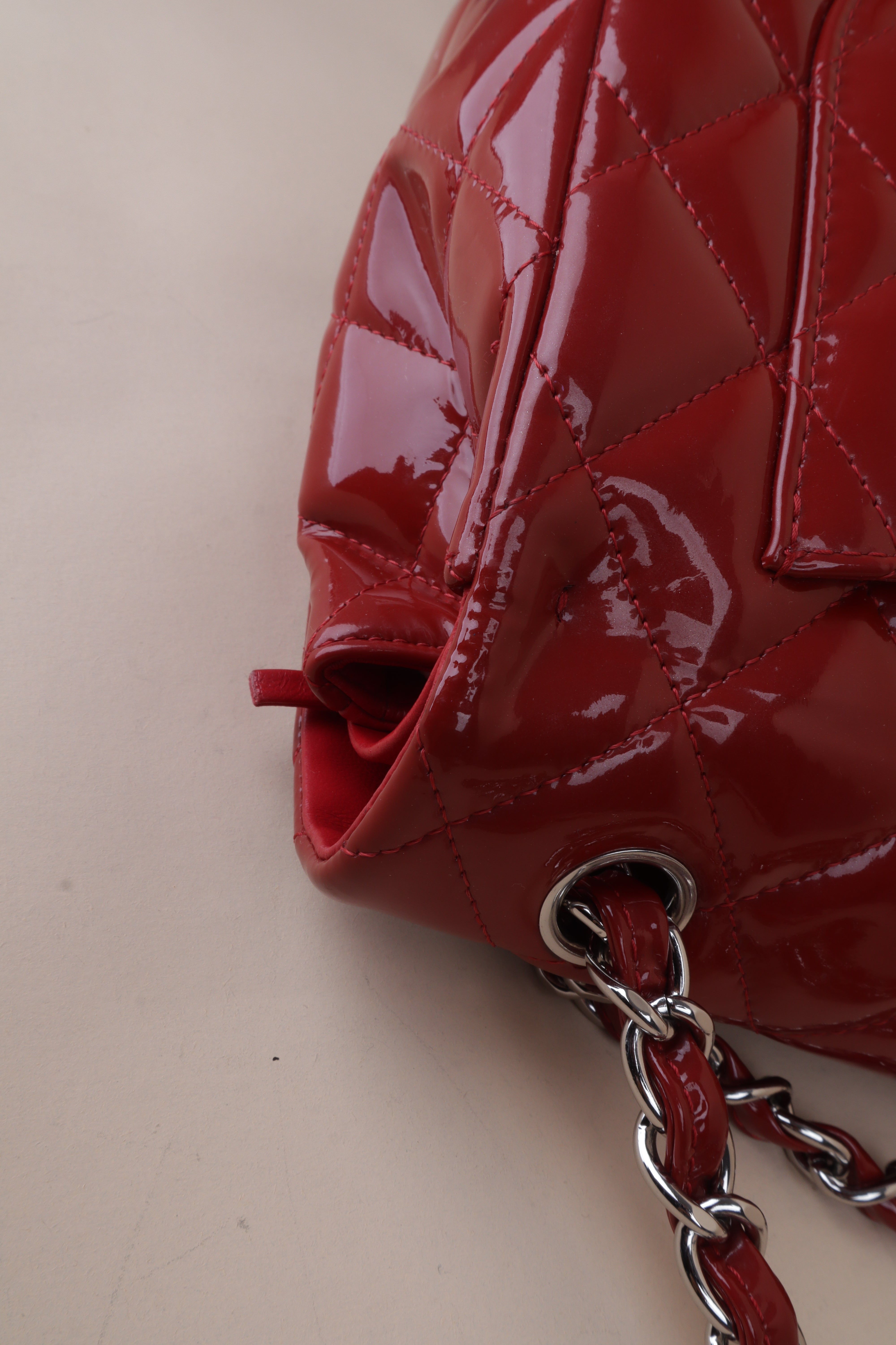 Chanel Baby red Jumbo Quilted Classic Double Flap Bag