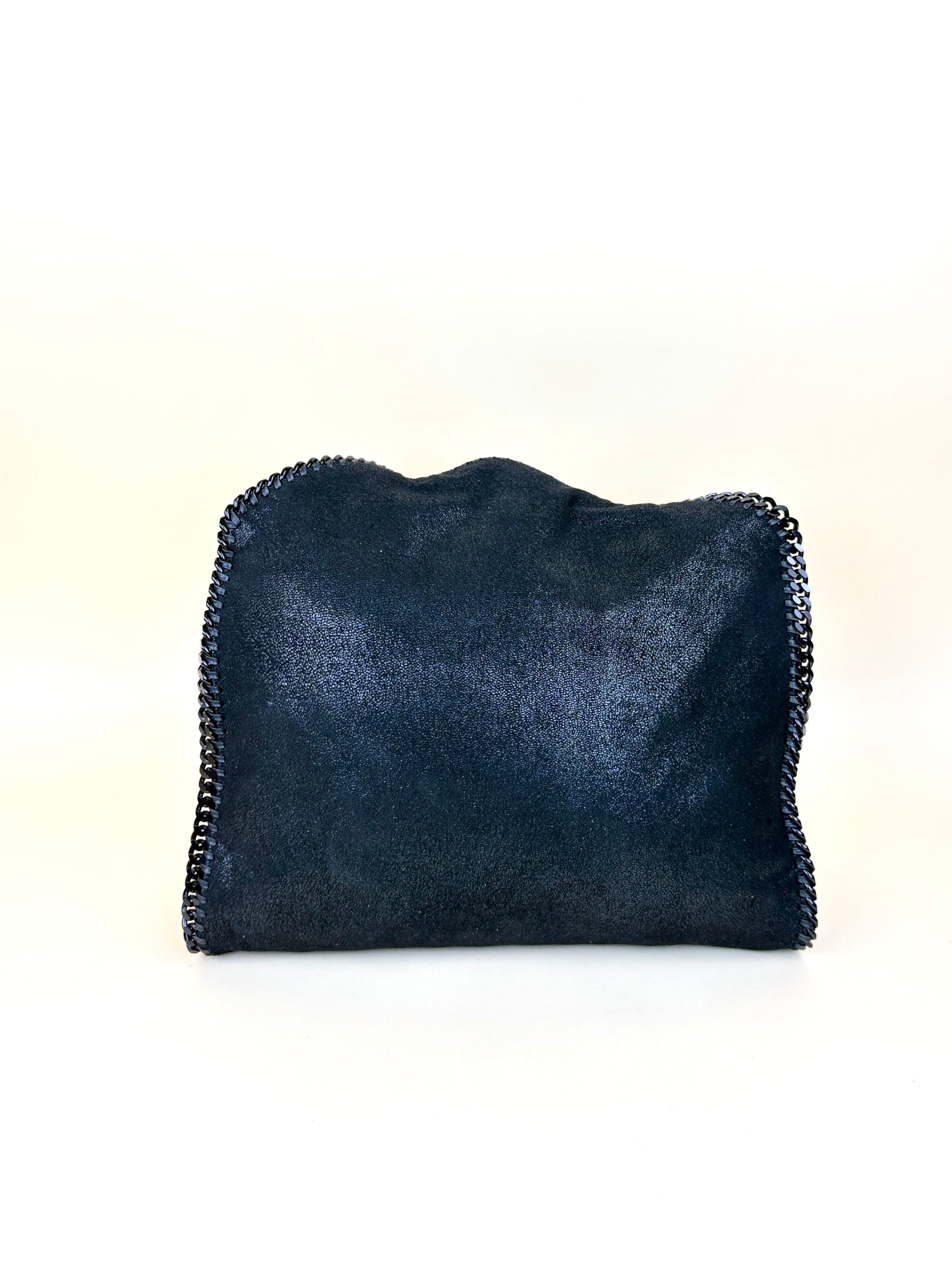 Stella Mccartney Black Falabella Fold Over Tote Bag with Chain