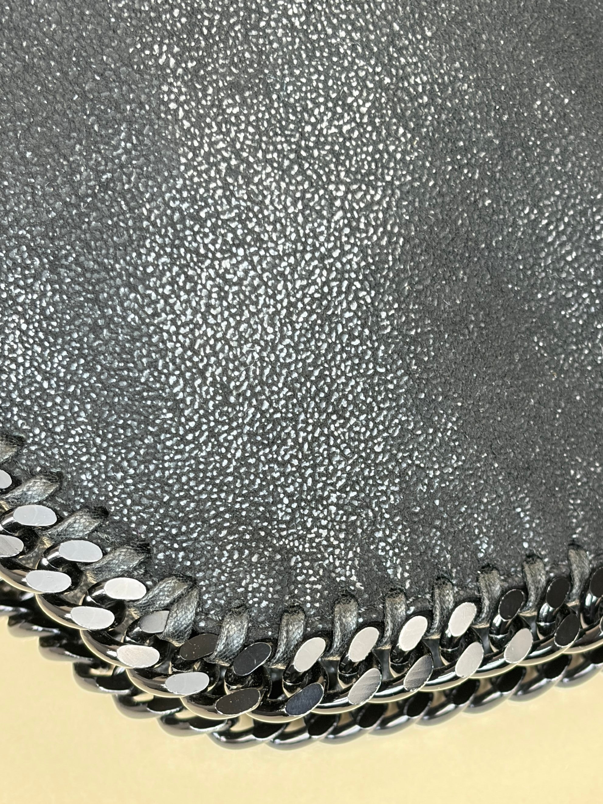 Stella Mccartney Black Falabella Fold Over Tote Bag with Chain