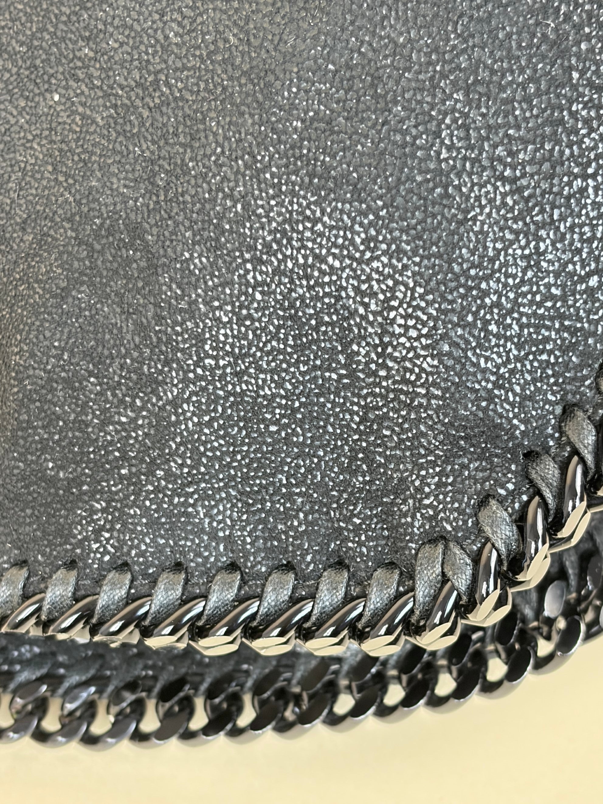 Stella Mccartney Black Falabella Fold Over Tote Bag with Chain