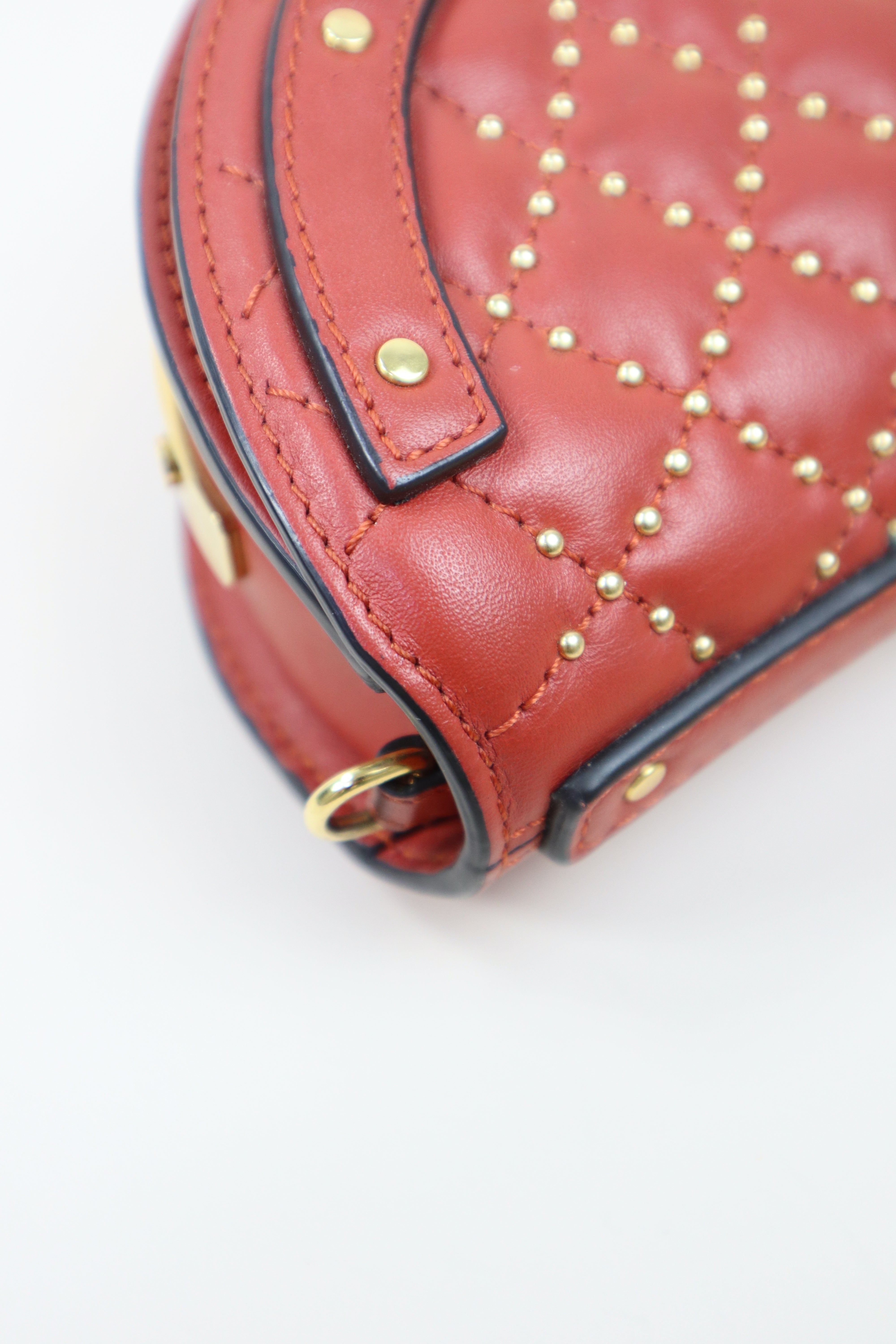 Chloe Red Small Quilted Studded Nile Bracelet Bag