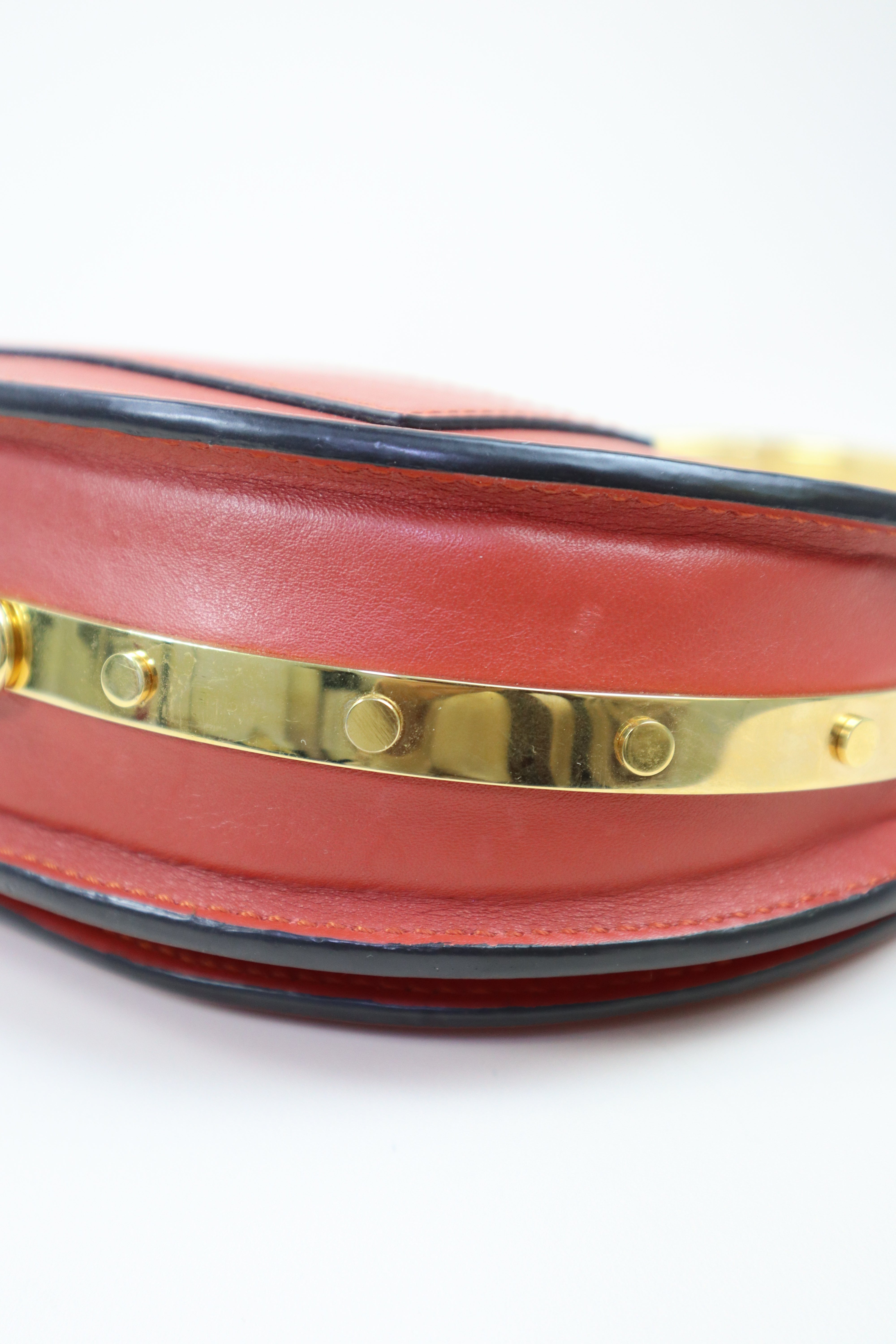 Chloe Red Small Quilted Studded Nile Bracelet Bag