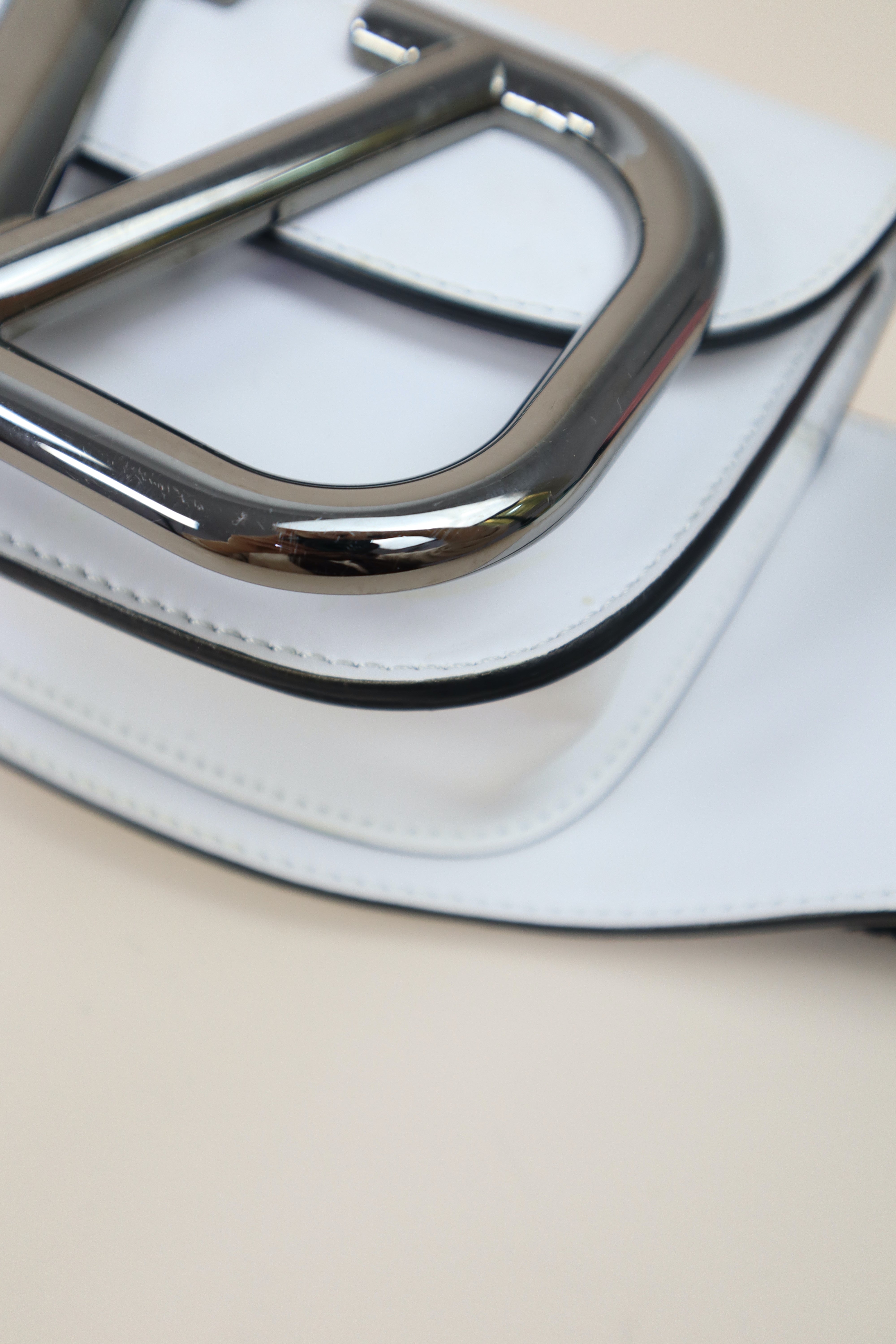 Valentino White Super V Logo Belt Bag