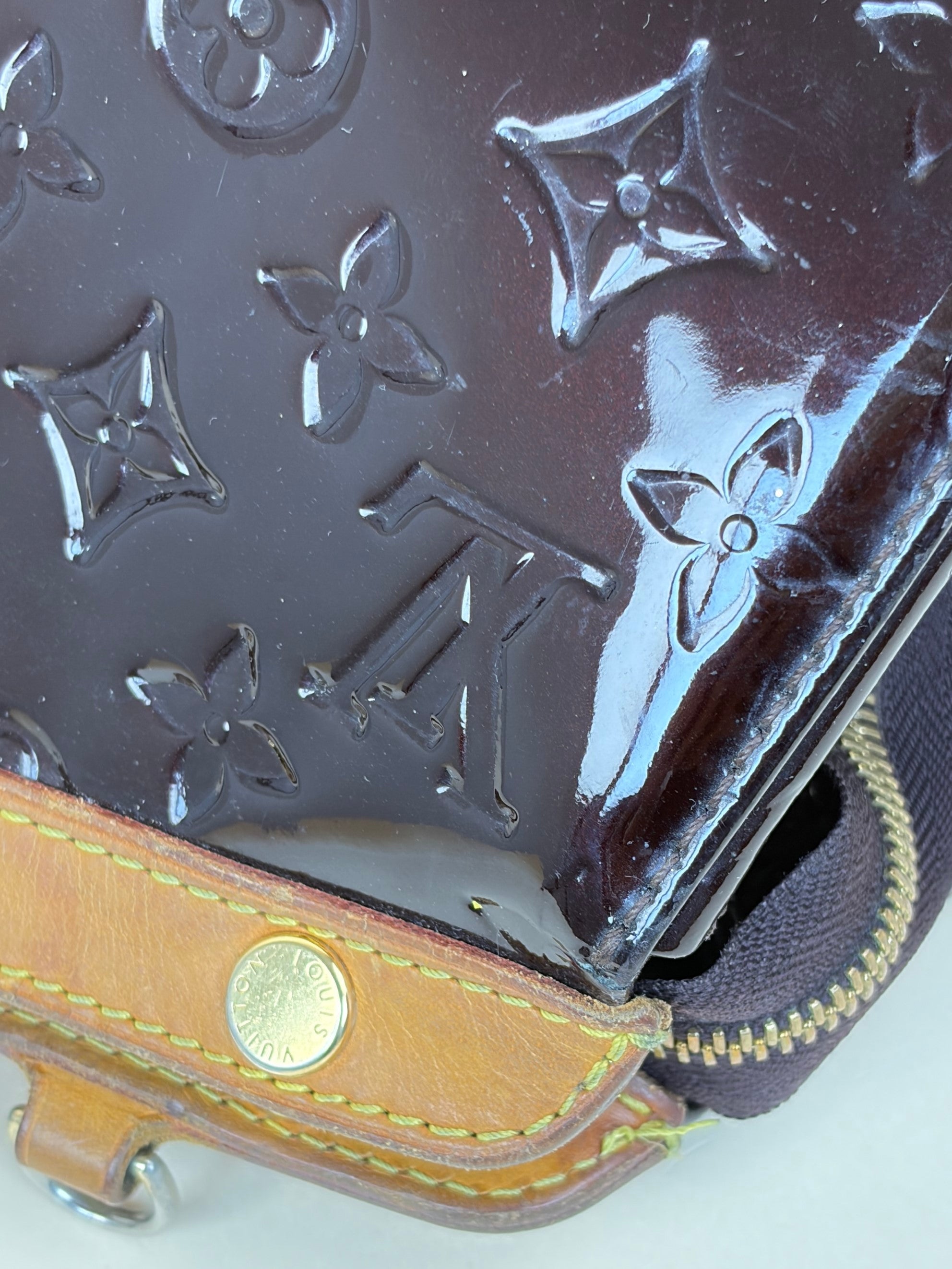 Louis Vuitton Amarante Monogram Vernis Brea MM Tote Bag with Strap
