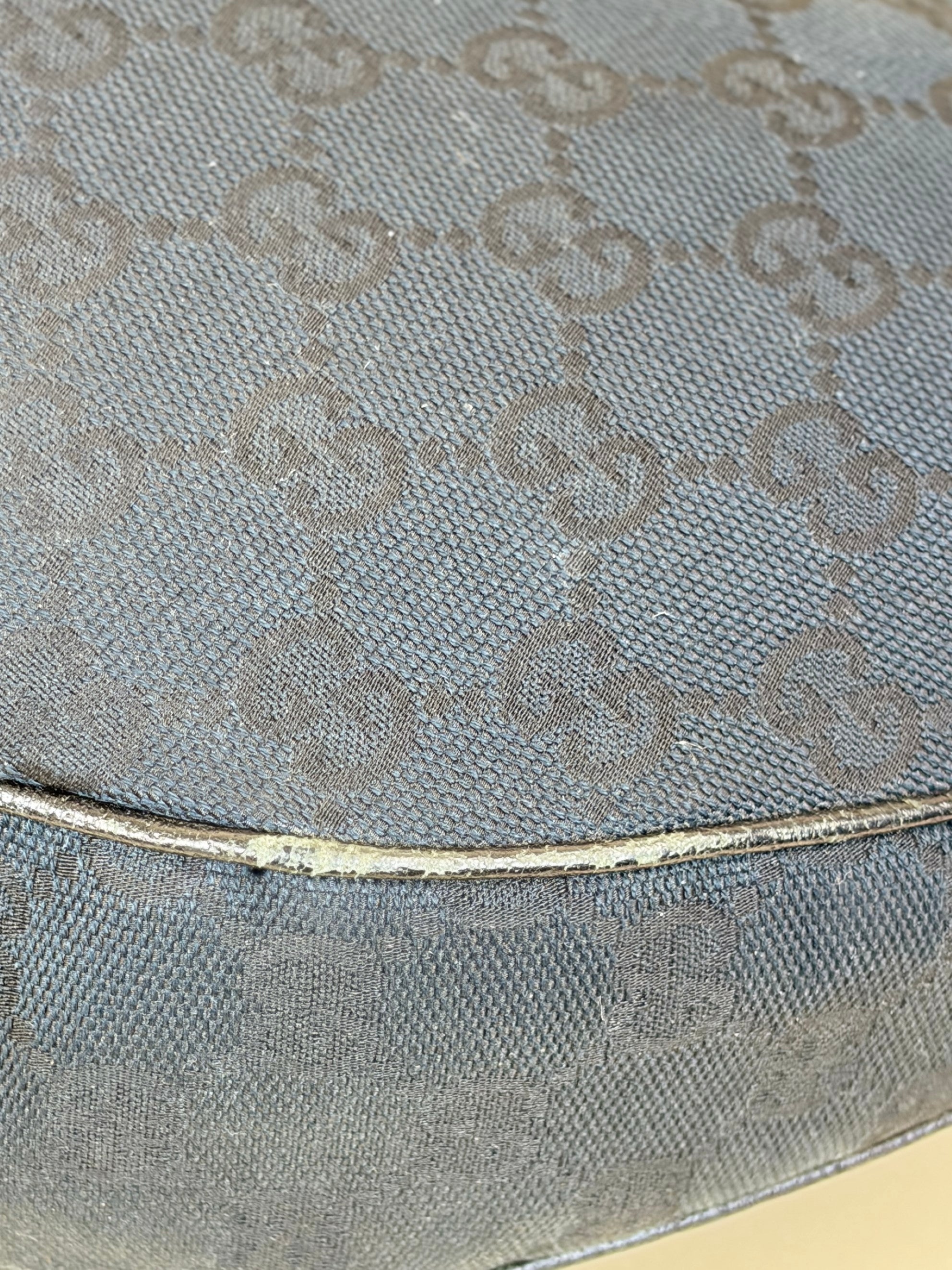 Gucci Black GG Monogram Bamboo Ring Hobo Bag