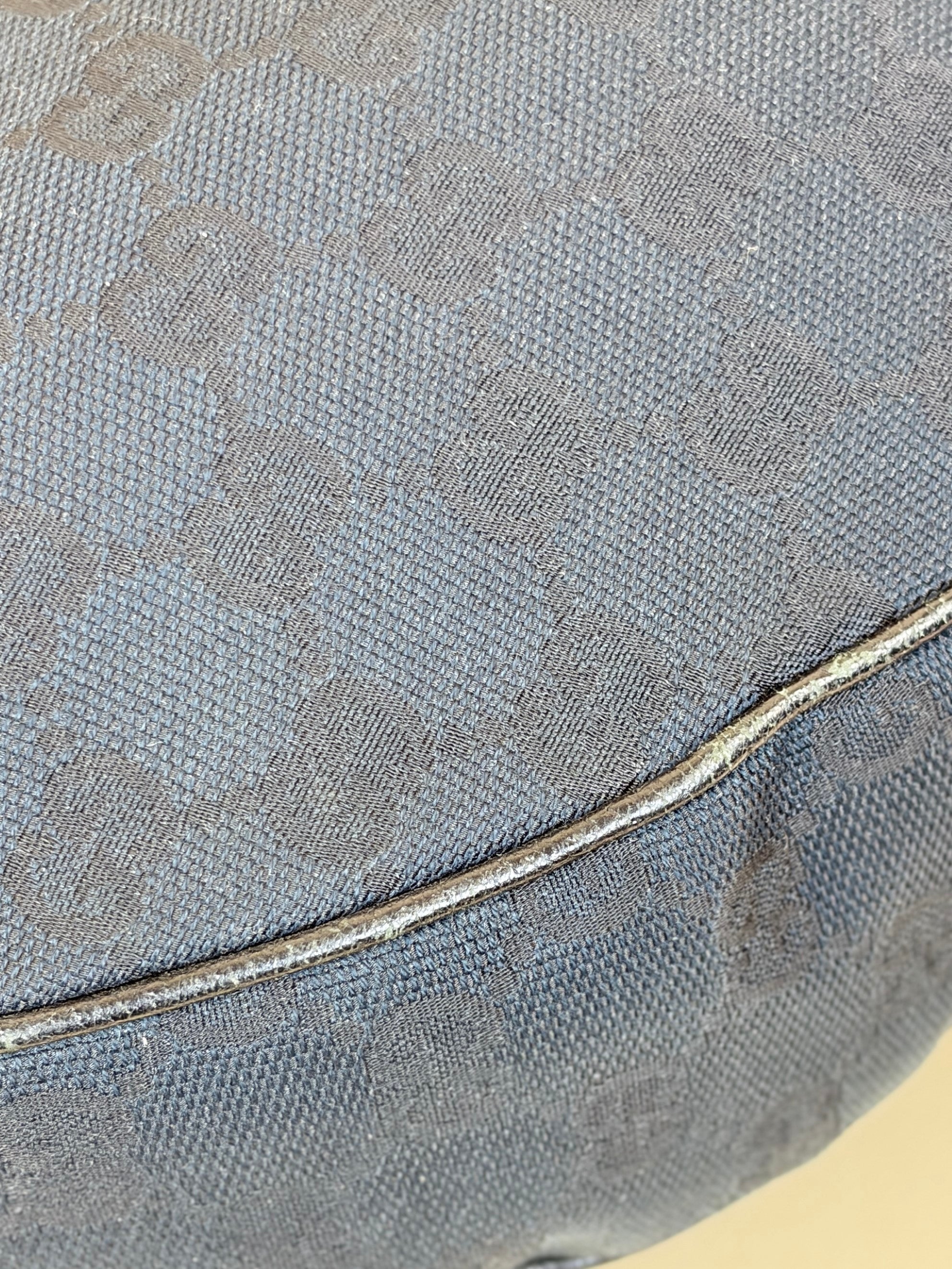 Gucci Black GG Monogram Bamboo Ring Hobo Bag