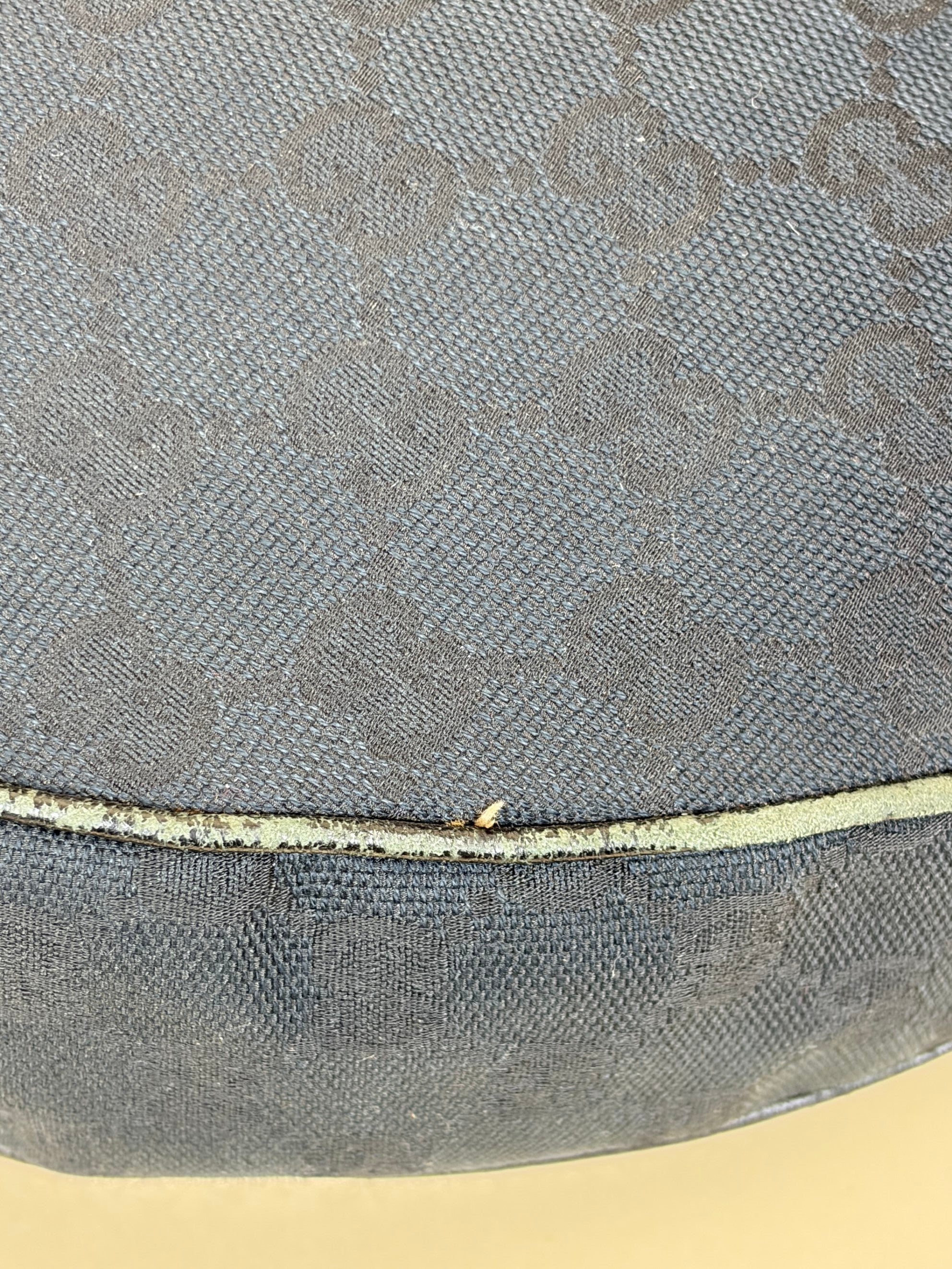Gucci Black GG Monogram Bamboo Ring Hobo Bag
