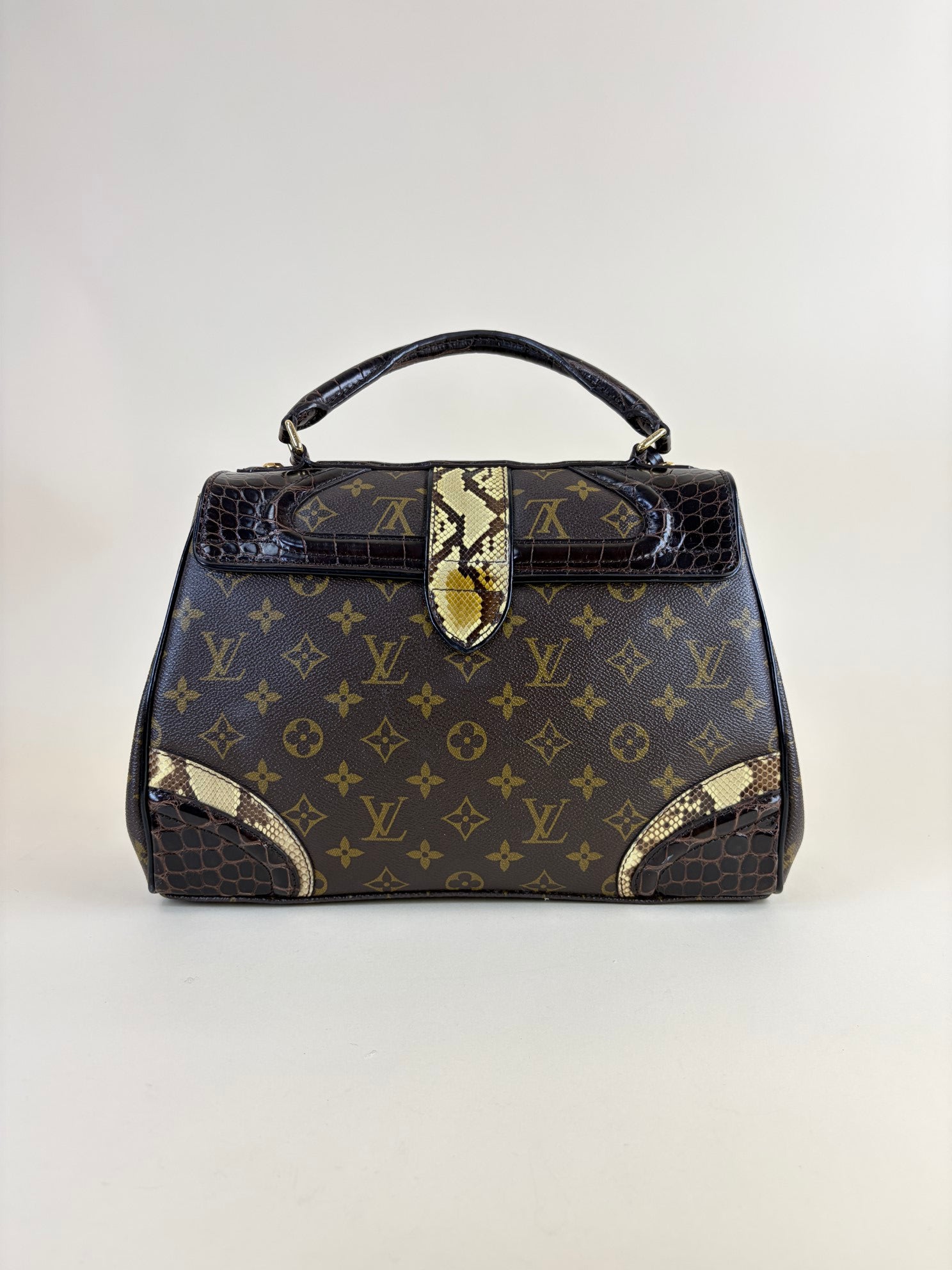 Louis Vuitton Monogram Issime Alligator and Python Bowling Limited Edition Tote Bag