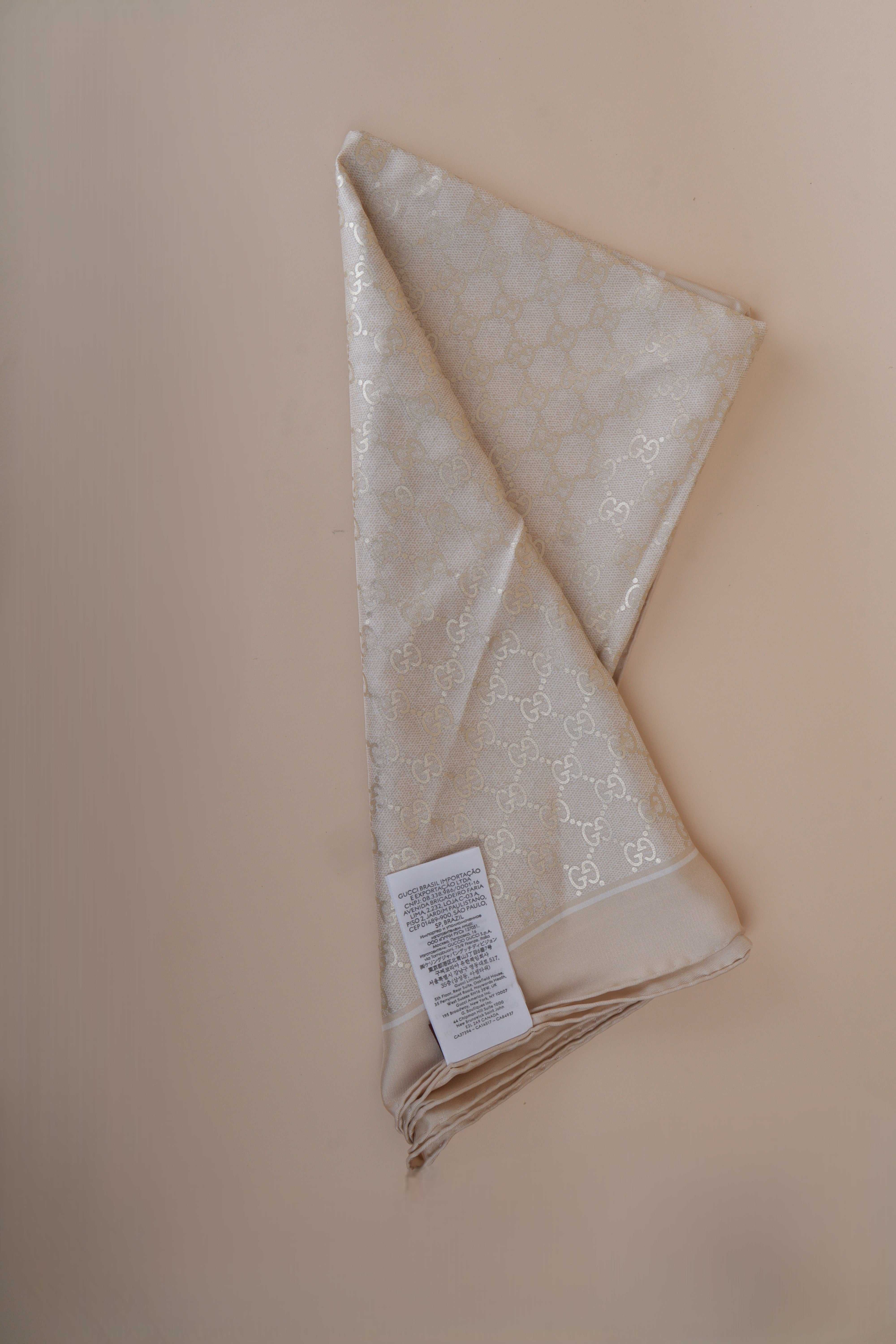 GUCCI LAMINATED PRINTED SILK BEIGE