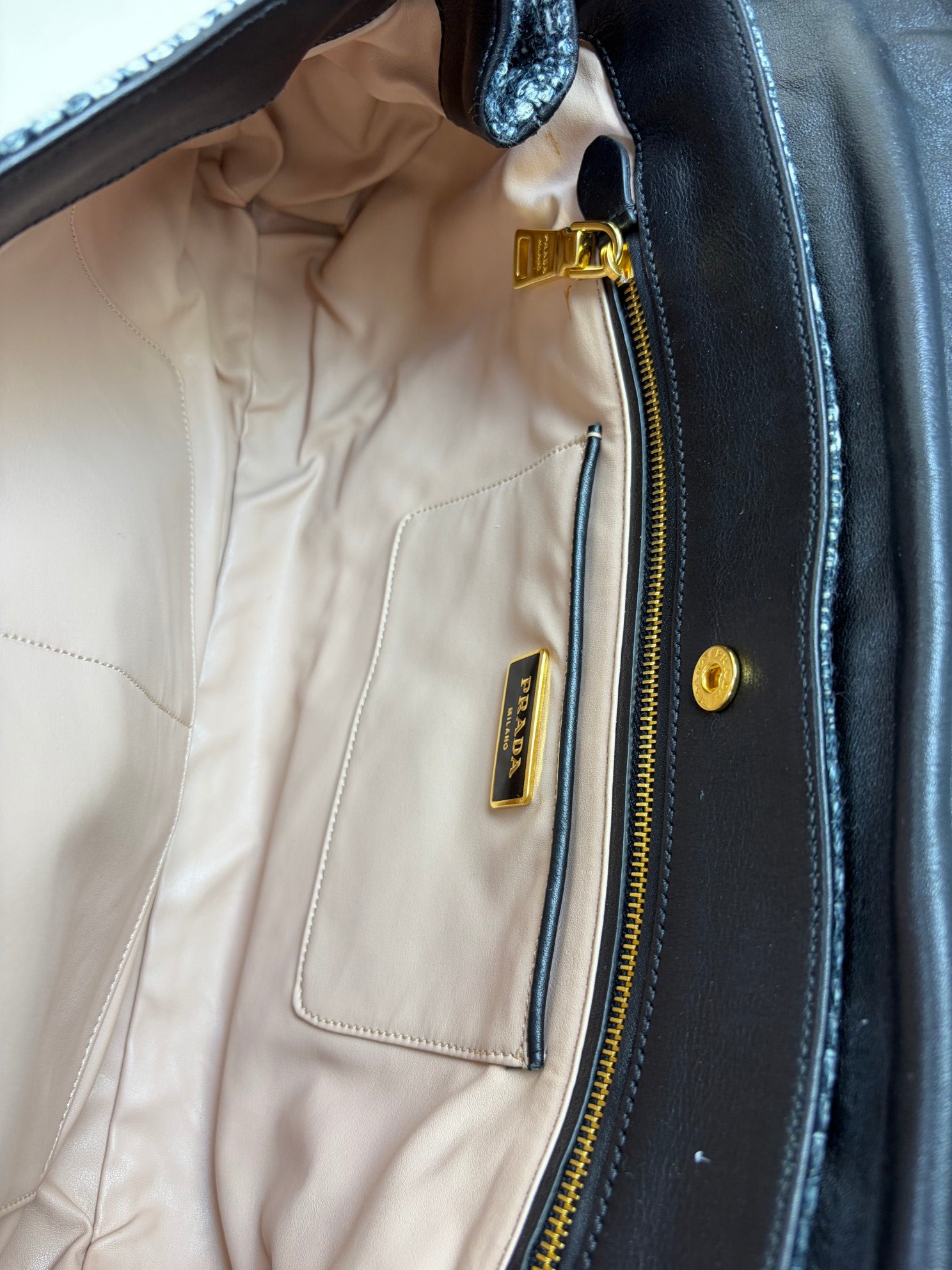 Prada Gray Tela Tweed Turnlock Flap Large Clutch