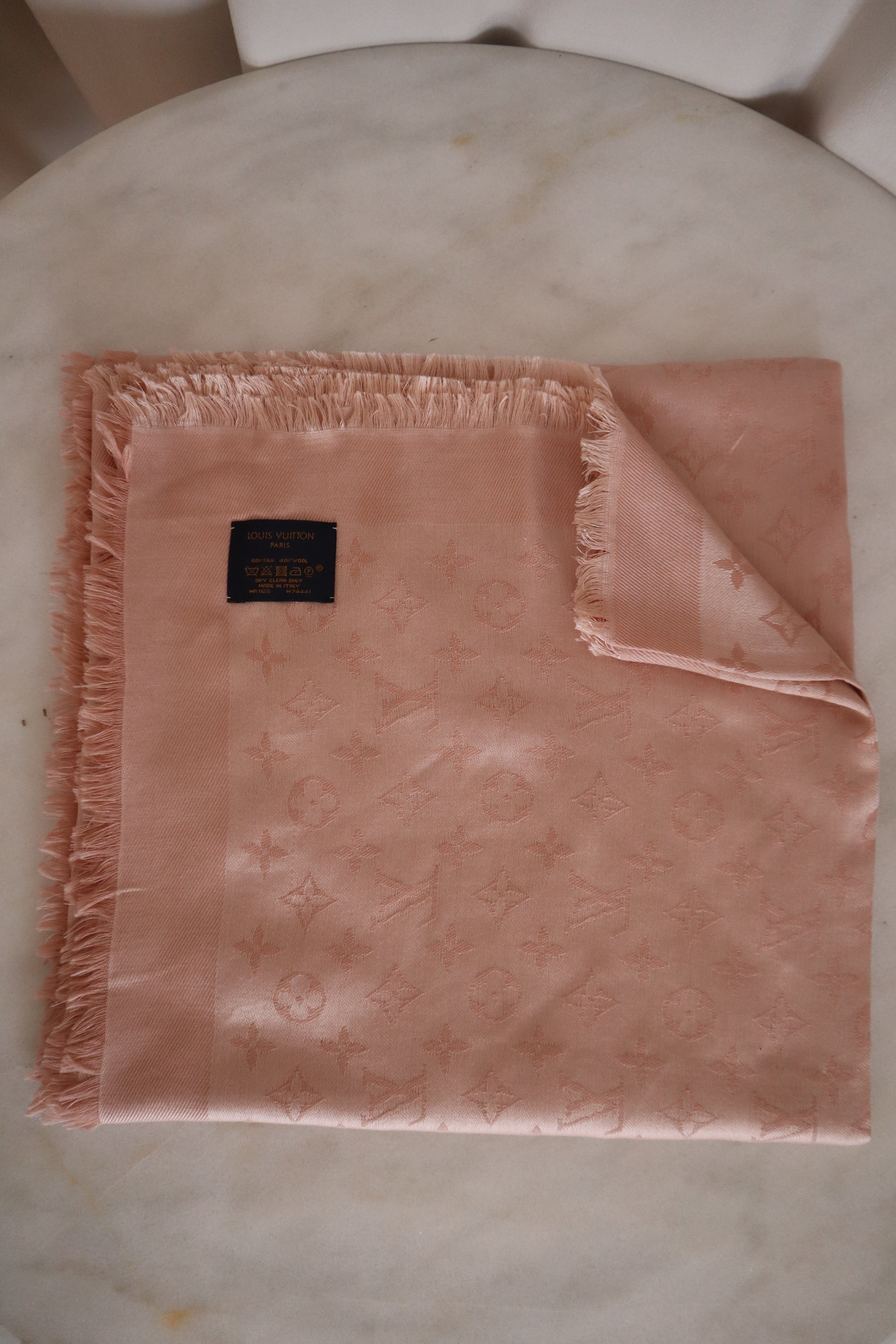 Louis Vuitton Nude Silk Wool Scarf