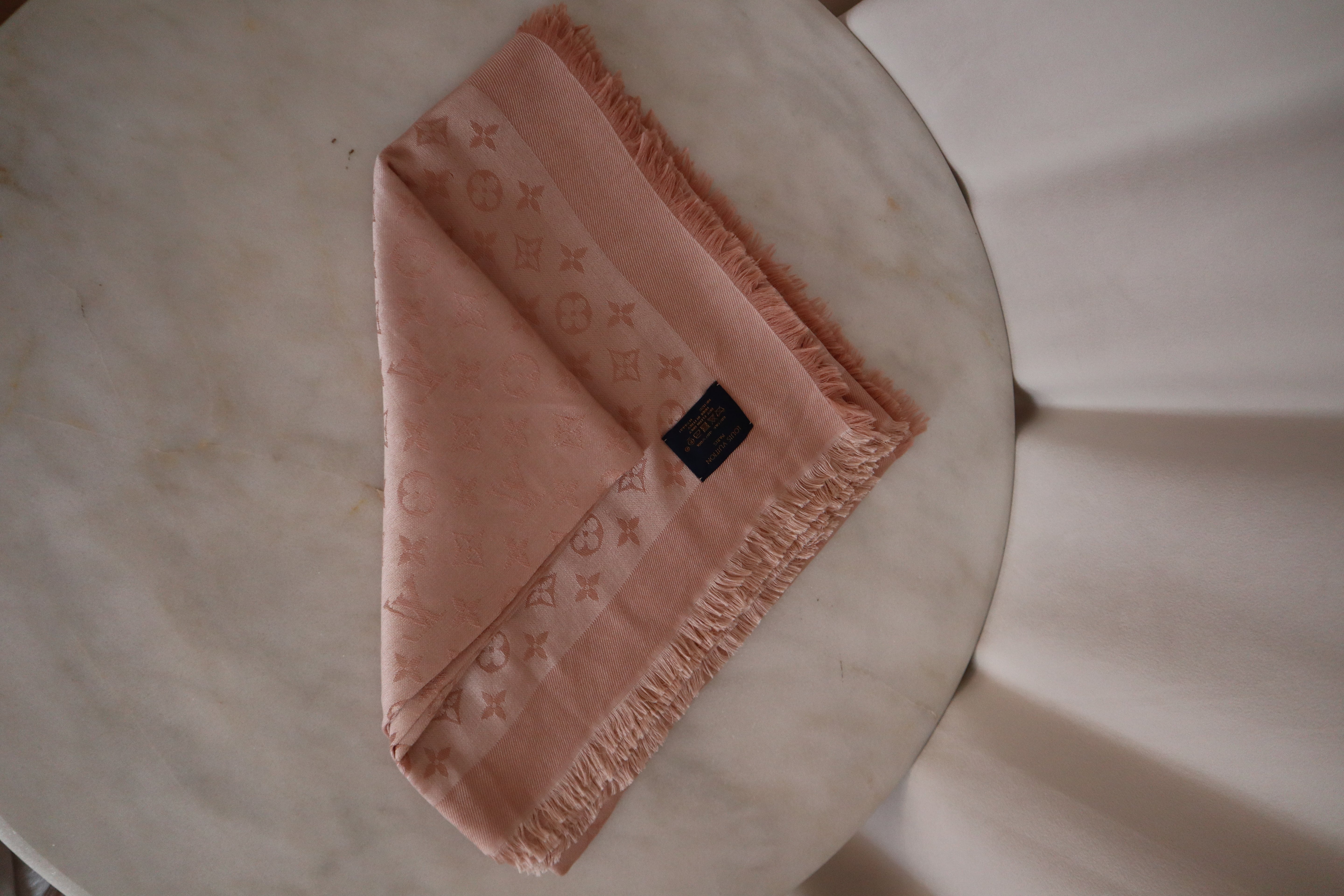 Louis Vuitton Nude Silk Wool Scarf