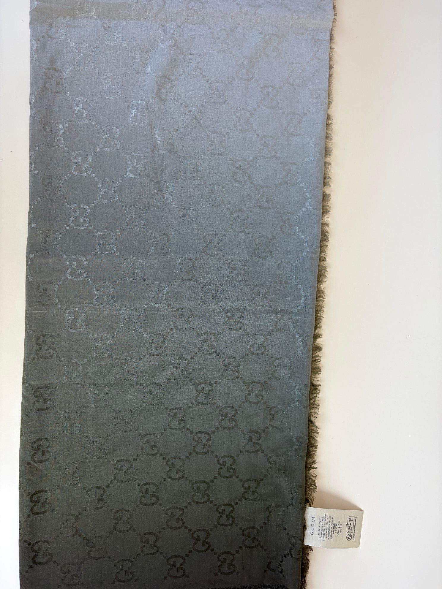 Gucci jaquard GG brown light brown silk cotton shawl Scarf