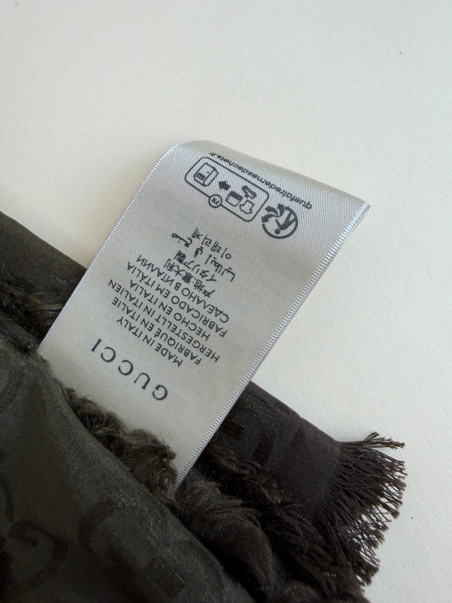 Gucci jaquard GG brown light brown silk cotton shawl Scarf