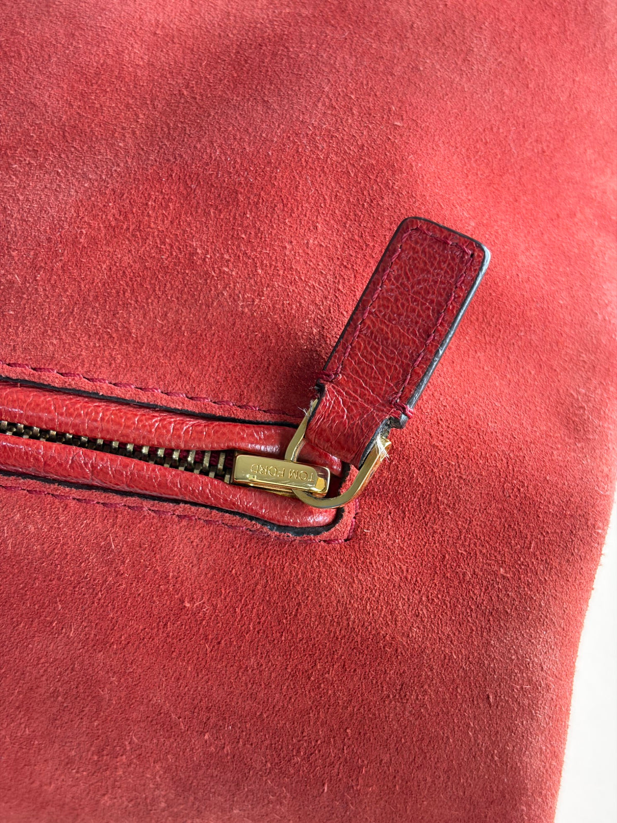 Tom Ford Rust Orange Suede Natalia Convertible Clutch Bag